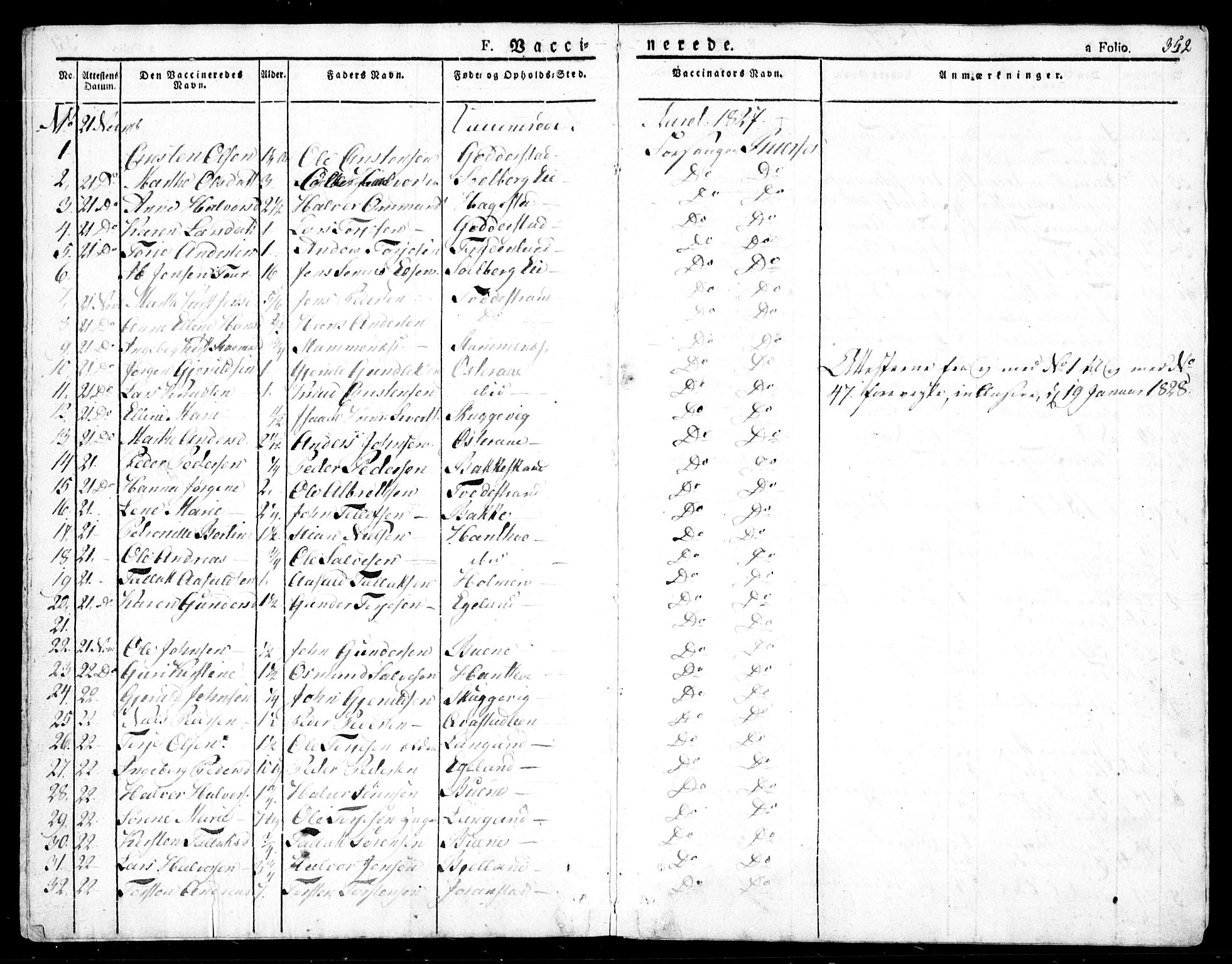 Holt sokneprestkontor, AV/SAK-1111-0021/F/Fa/L0006: Parish register (official) no. A 6, 1820-1835, p. 352