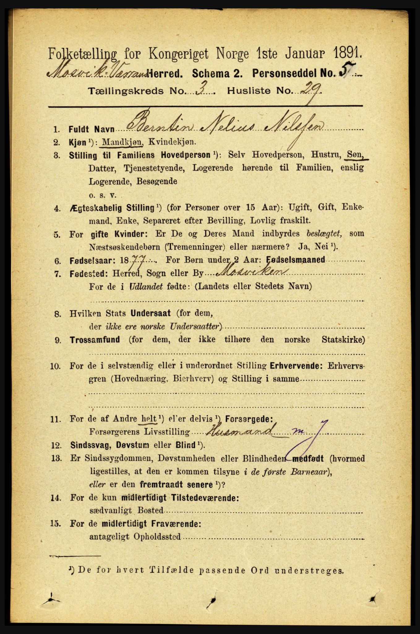 RA, 1891 census for 1723 Mosvik og Verran, 1891, p. 1115