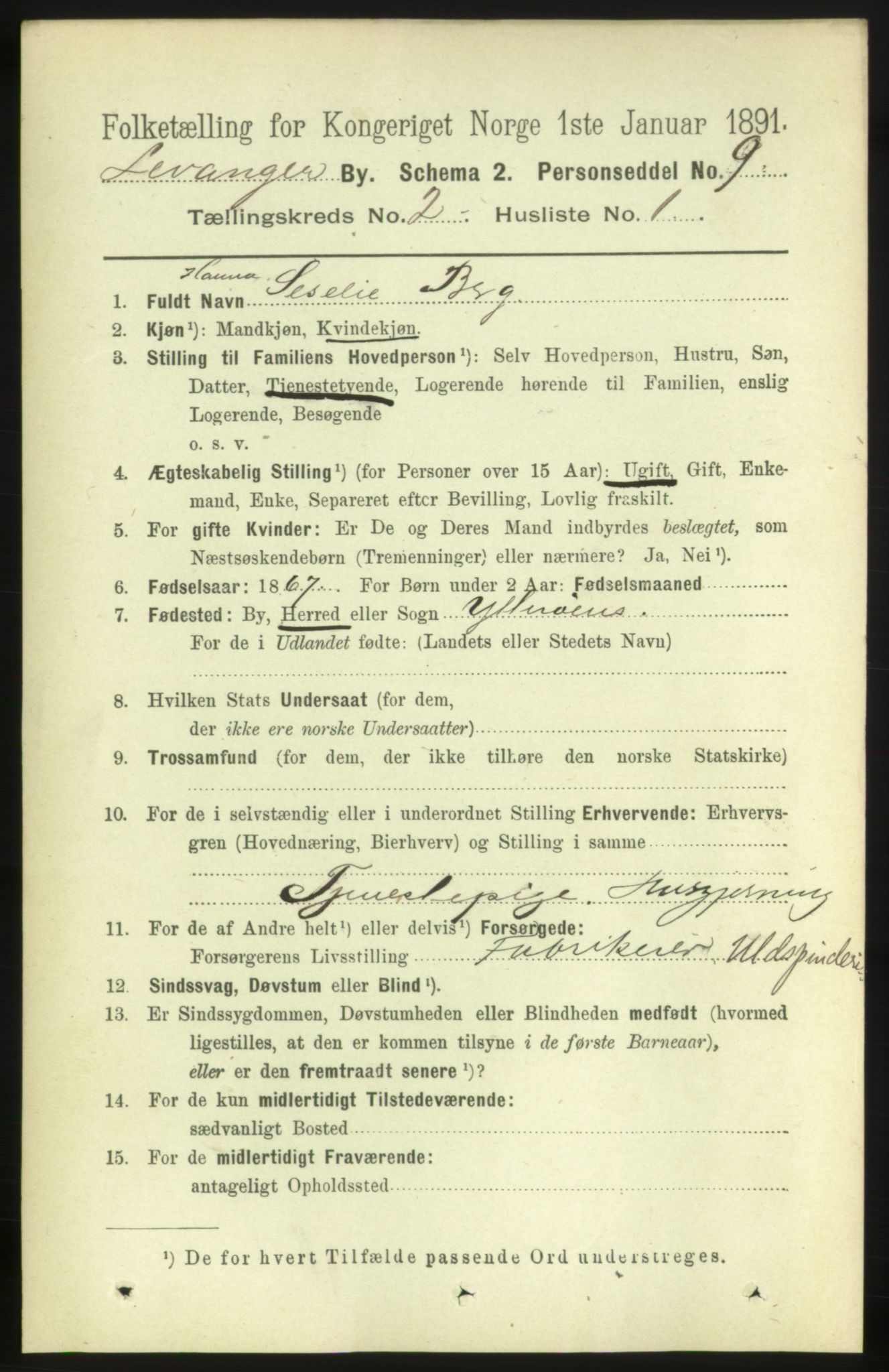 RA, 1891 census for 1701 Levanger, 1891, p. 517