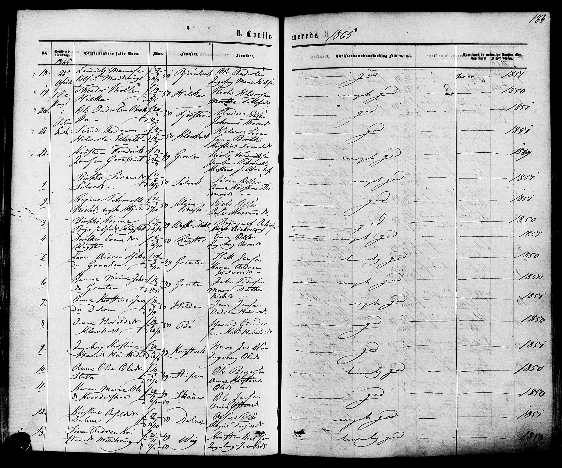 Solum kirkebøker, SAKO/A-306/F/Fa/L0008: Parish register (official) no. I 8, 1865-1876, p. 186