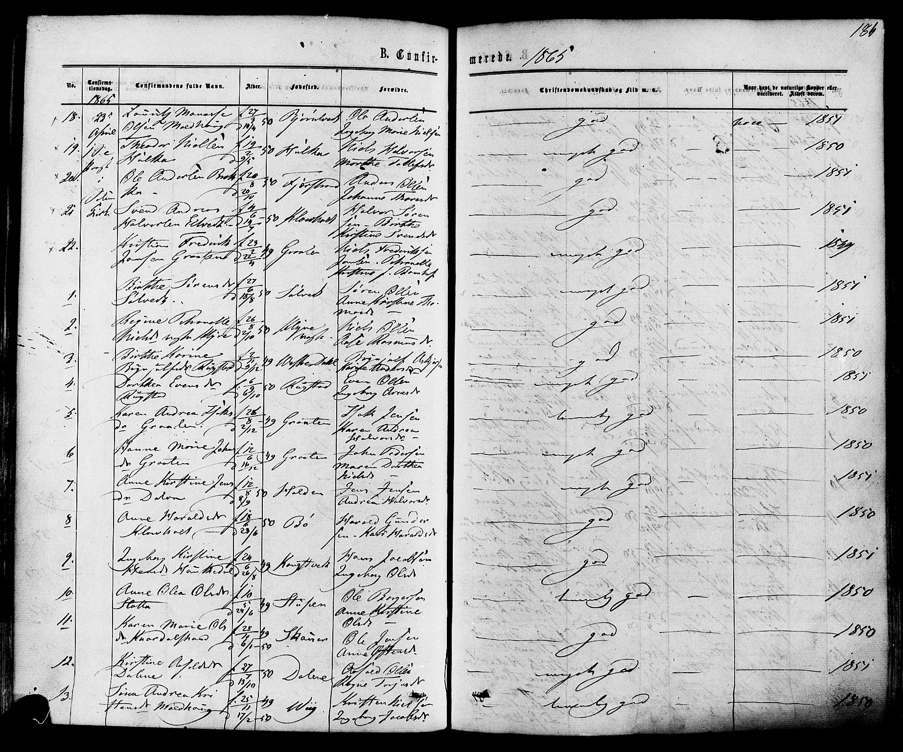 Solum kirkebøker, AV/SAKO-A-306/F/Fa/L0008: Parish register (official) no. I 8, 1865-1876, p. 186