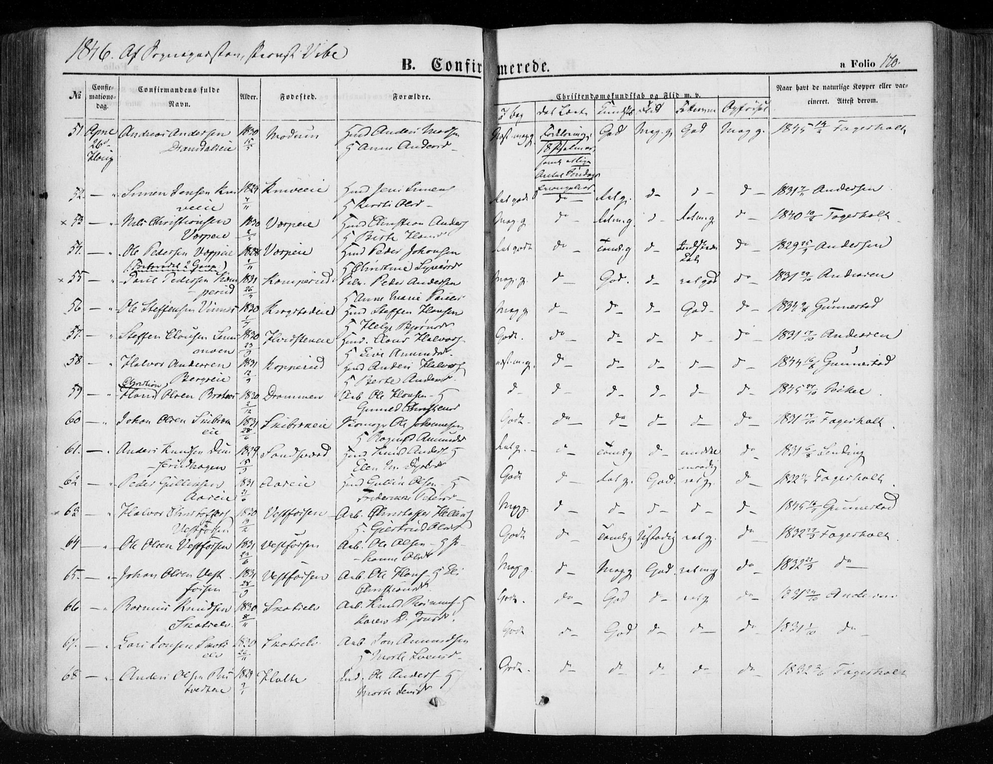 Eiker kirkebøker, SAKO/A-4/F/Fa/L0014: Parish register (official) no. I 14, 1846-1854, p. 170