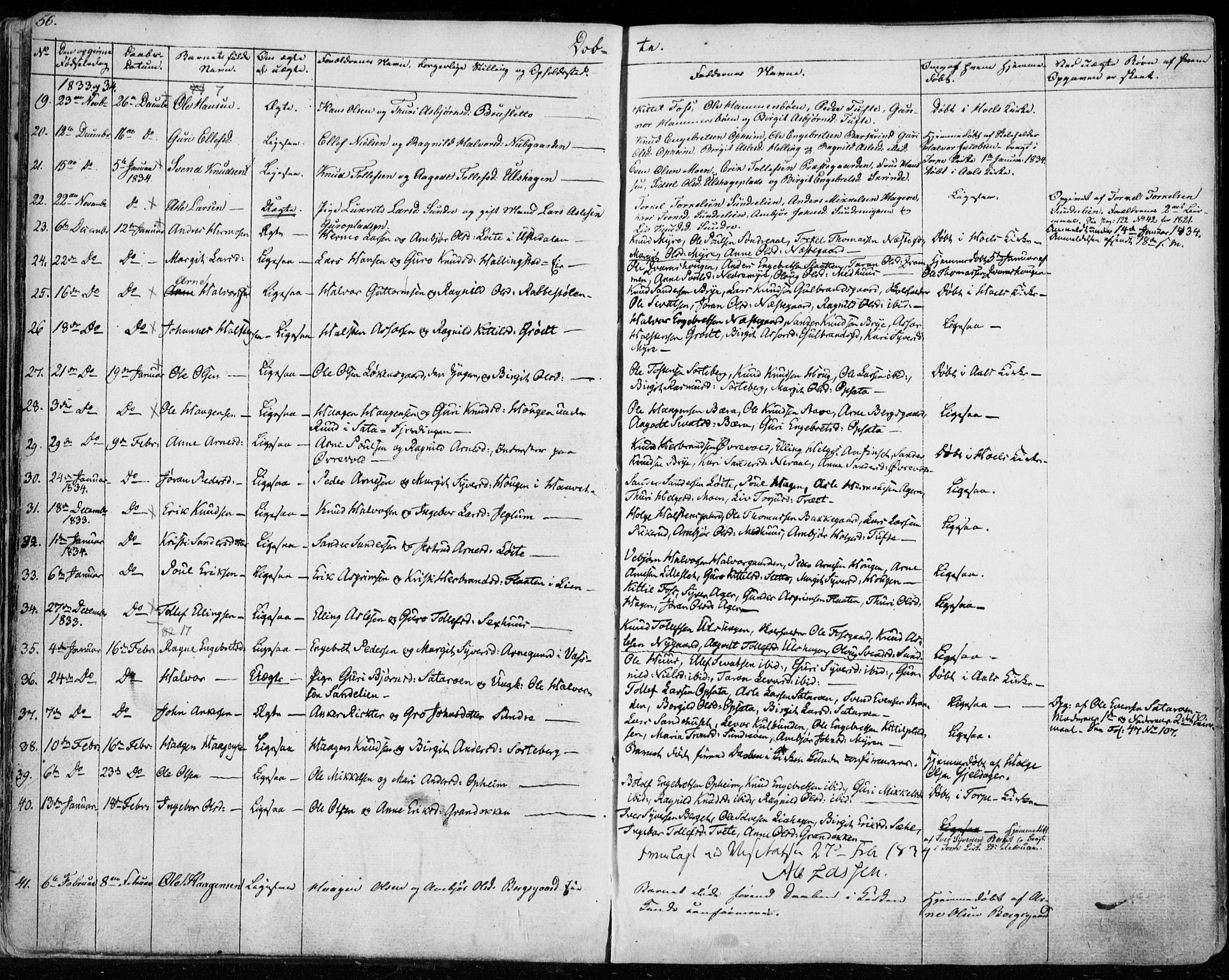 Ål kirkebøker, SAKO/A-249/F/Fa/L0005: Parish register (official) no. I 5, 1825-1848, p. 56