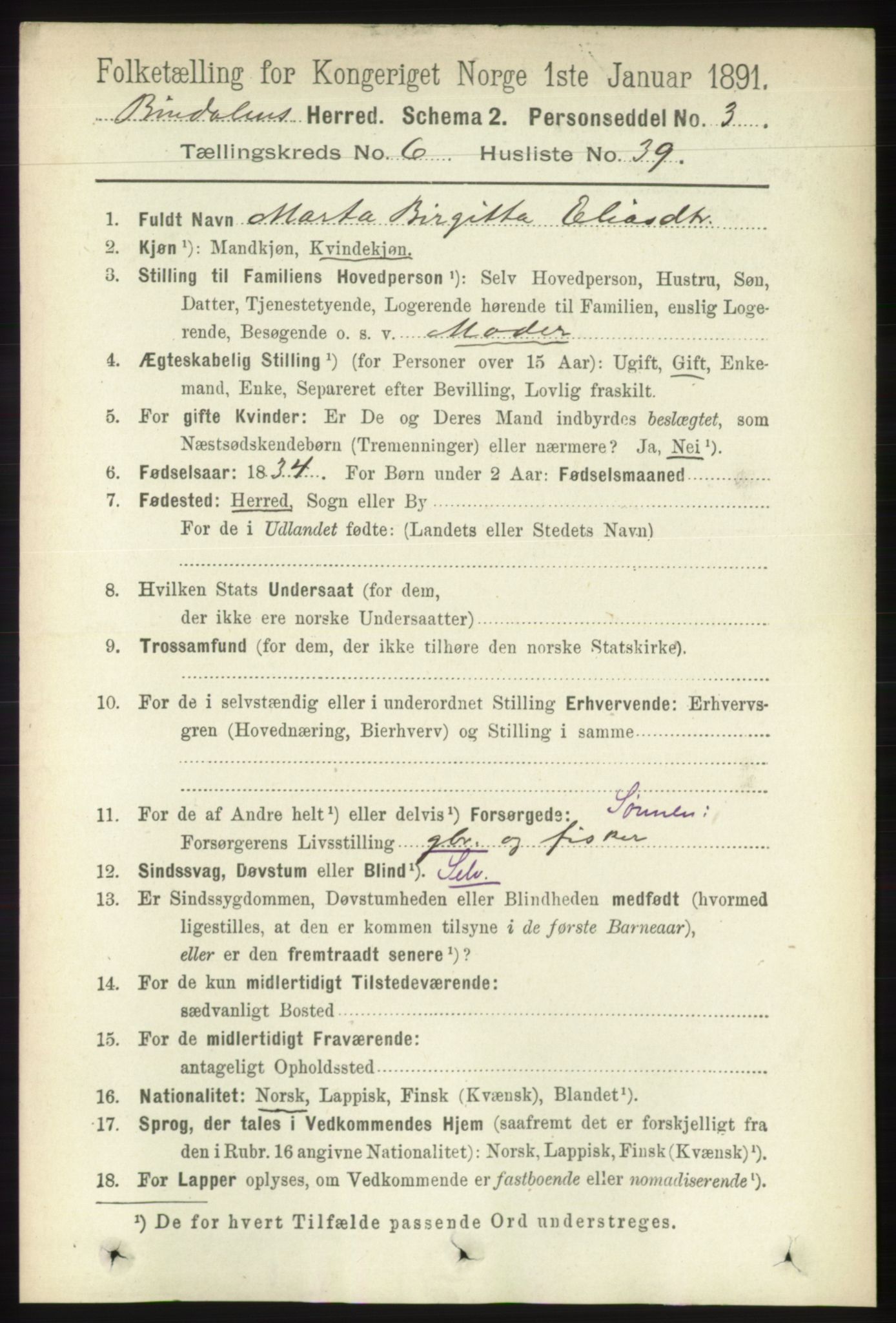 RA, 1891 census for 1811 Bindal, 1891, p. 1979