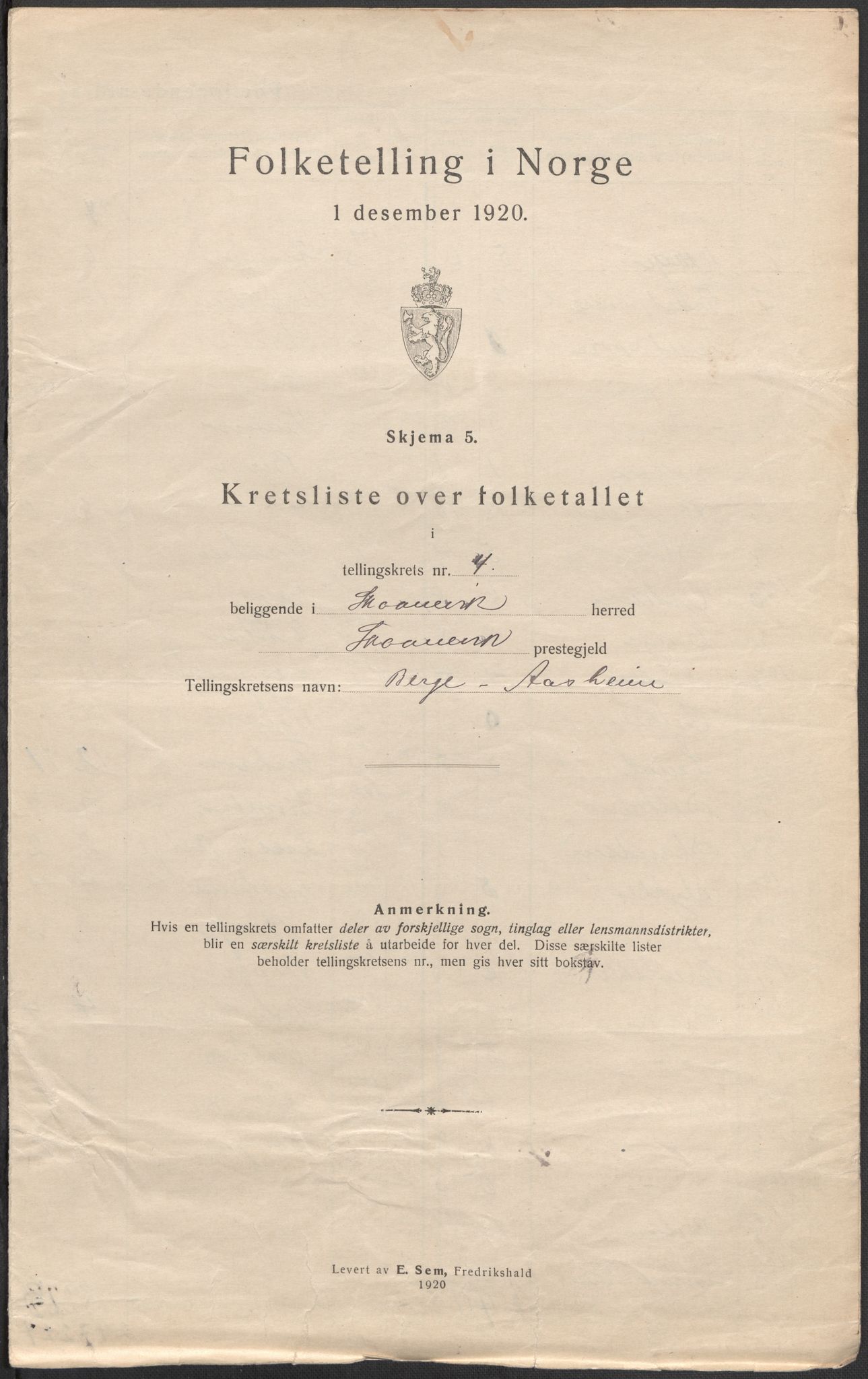 SAB, 1920 census for Skånevik, 1920, p. 15