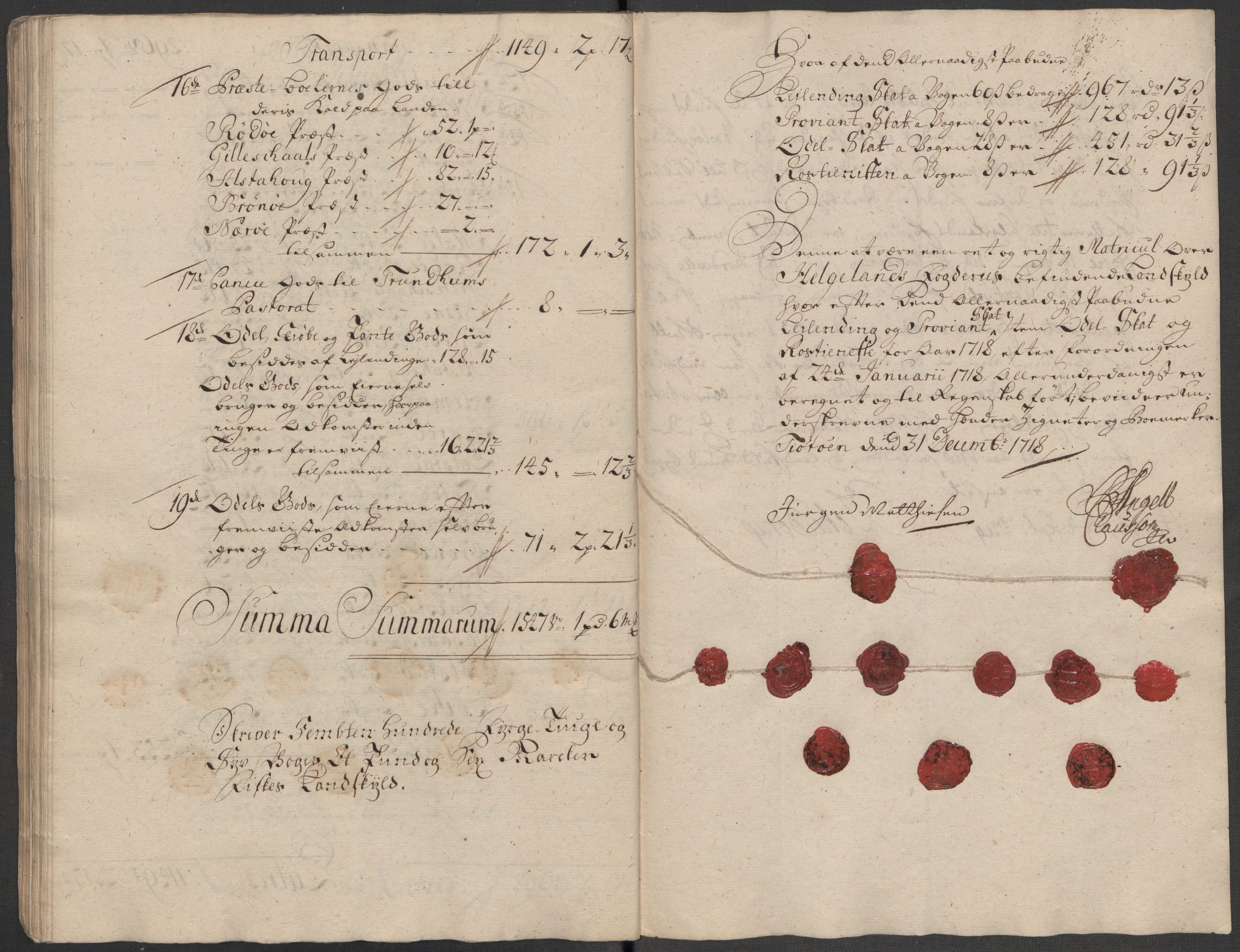 Rentekammeret inntil 1814, Reviderte regnskaper, Fogderegnskap, AV/RA-EA-4092/R65/L4516: Fogderegnskap Helgeland, 1718, p. 96