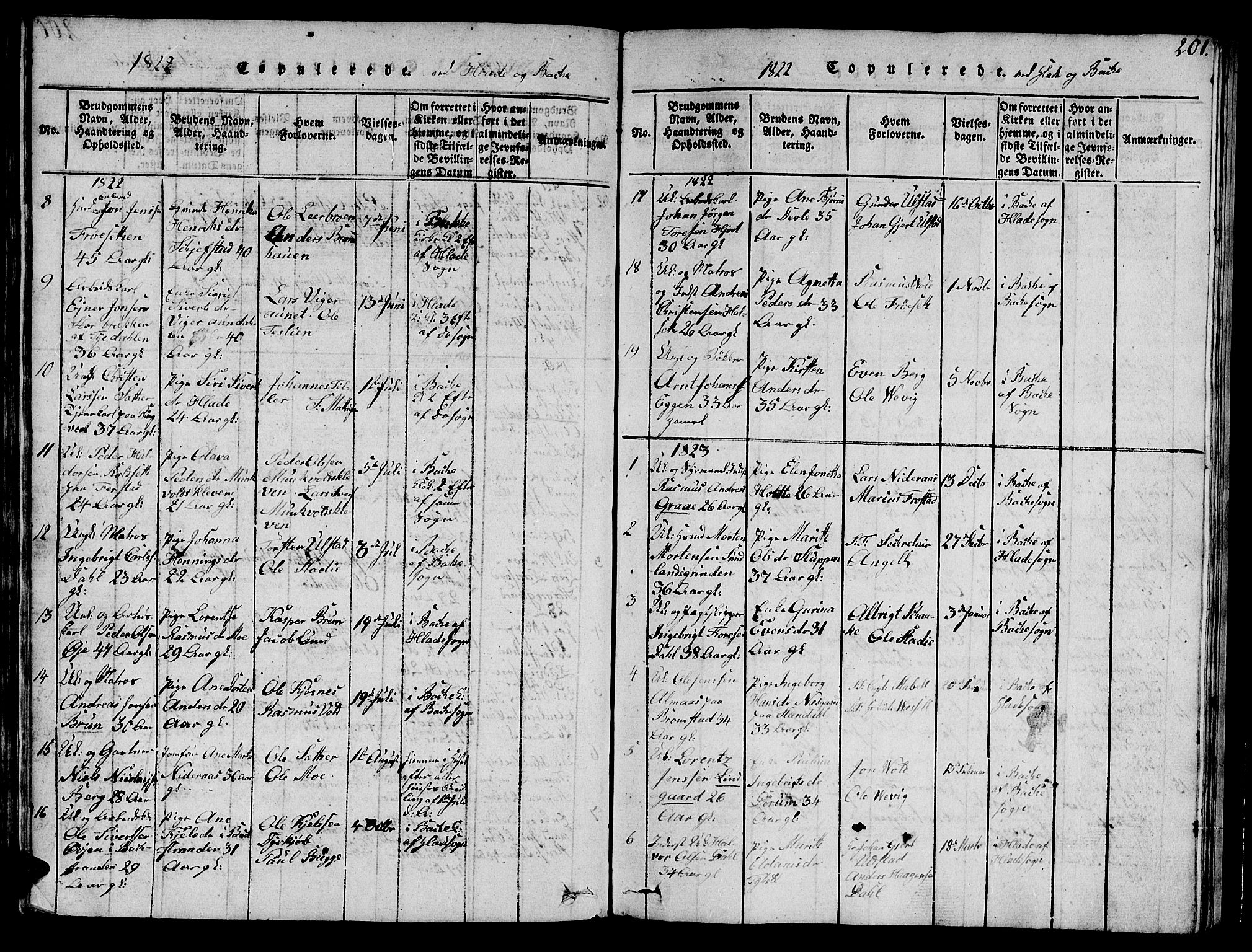Ministerialprotokoller, klokkerbøker og fødselsregistre - Sør-Trøndelag, SAT/A-1456/606/L0307: Parish register (copy) no. 606C03, 1817-1824, p. 201