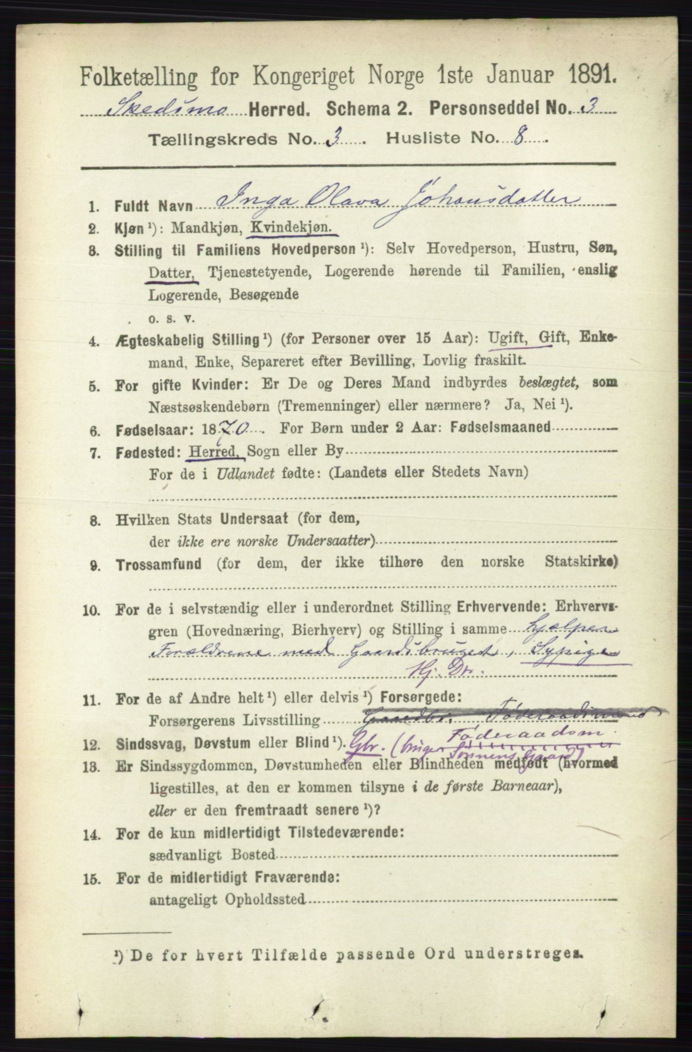 RA, 1891 census for 0231 Skedsmo, 1891, p. 1349