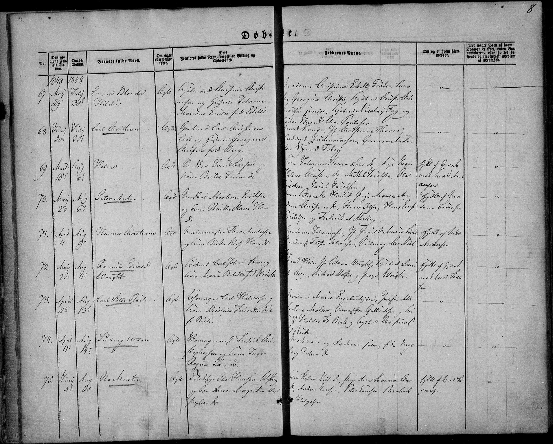 Larvik kirkebøker, AV/SAKO-A-352/F/Fa/L0003: Parish register (official) no. I 3, 1848-1856, p. 8