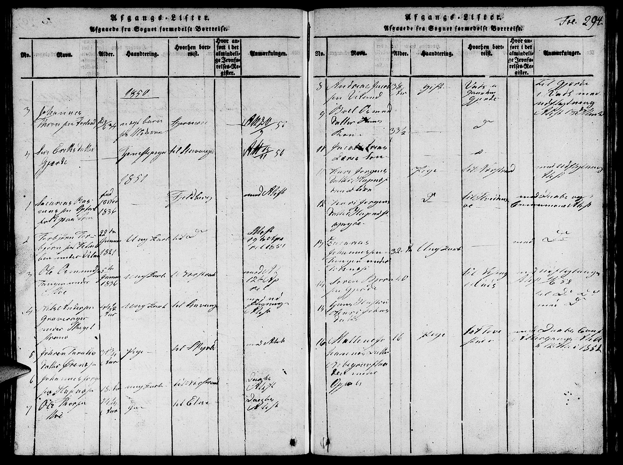 Vikedal sokneprestkontor, AV/SAST-A-101840/01/V: Parish register (copy) no. B 1, 1816-1853, p. 294