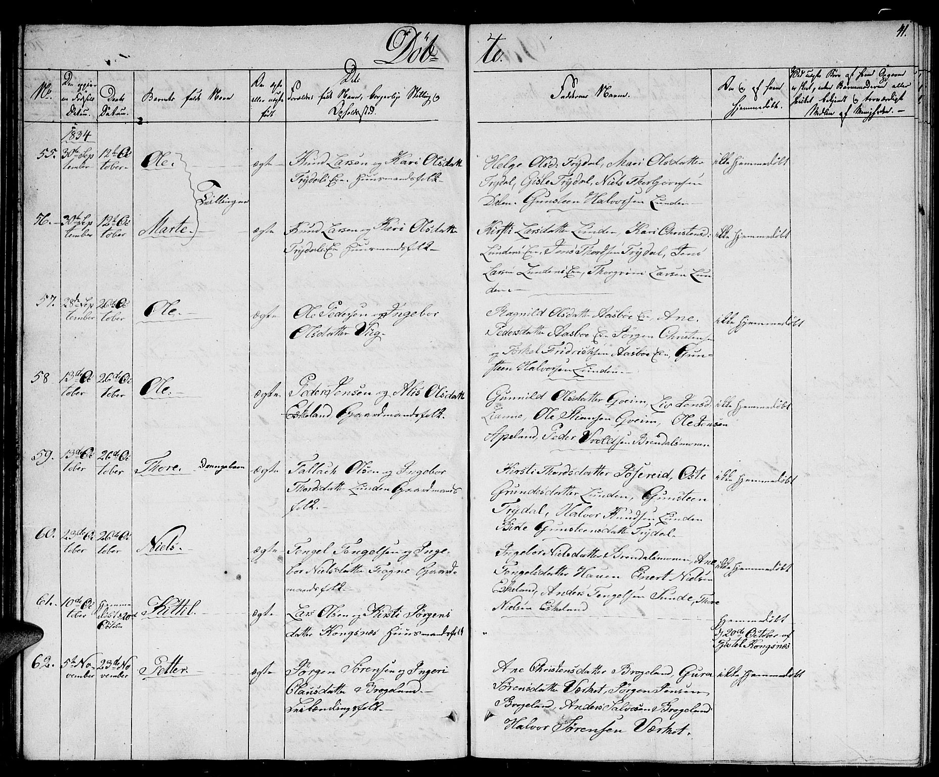 Gjerstad sokneprestkontor, AV/SAK-1111-0014/F/Fb/Fba/L0003: Parish register (copy) no. B 3, 1829-1844, p. 41