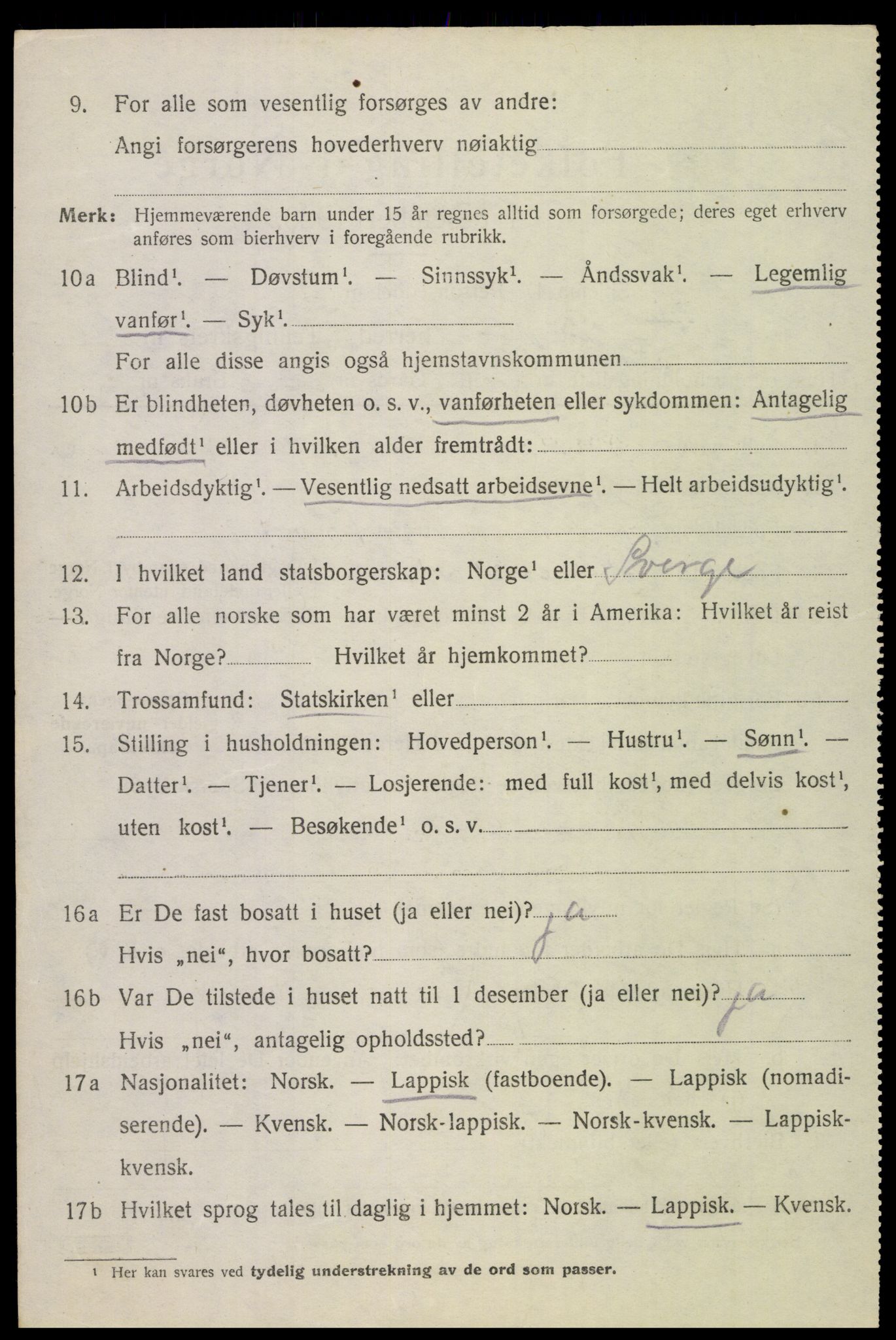 SAT, 1920 census for Skjerstad, 1920, p. 2418