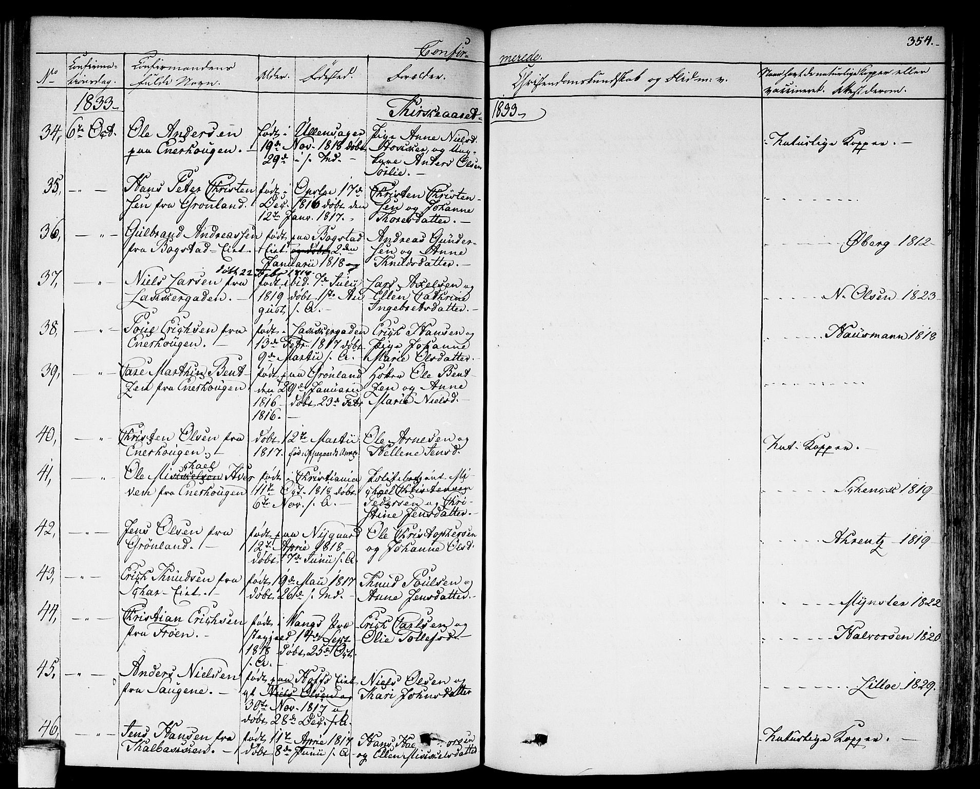 Aker prestekontor kirkebøker, AV/SAO-A-10861/F/L0013: Parish register (official) no. 13, 1828-1837, p. 354