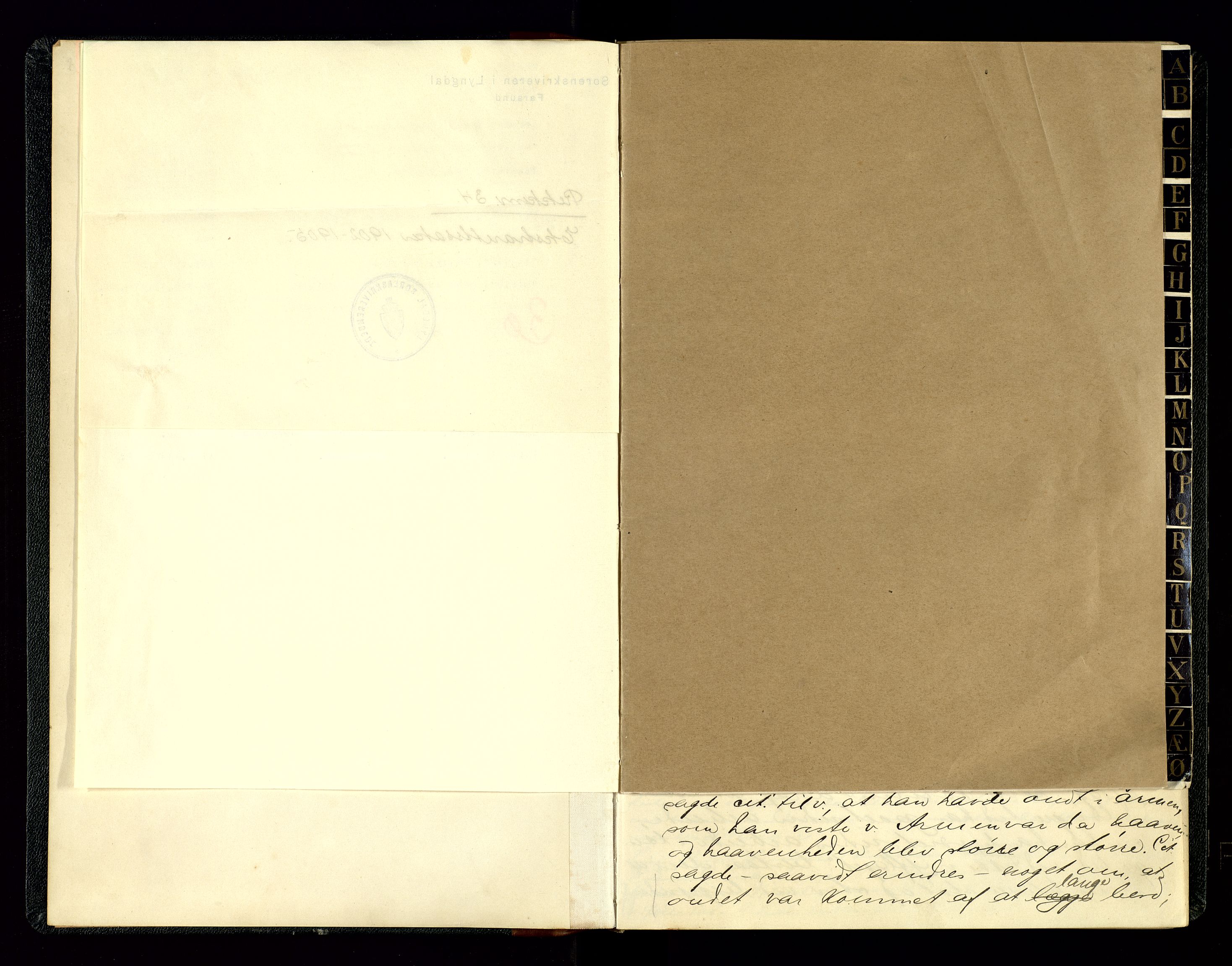 Lyngdal sorenskriveri, SAK/1221-0004/F/Fb/L0094: Ekstrarettsprotokoll nr. 30, 1902-1905