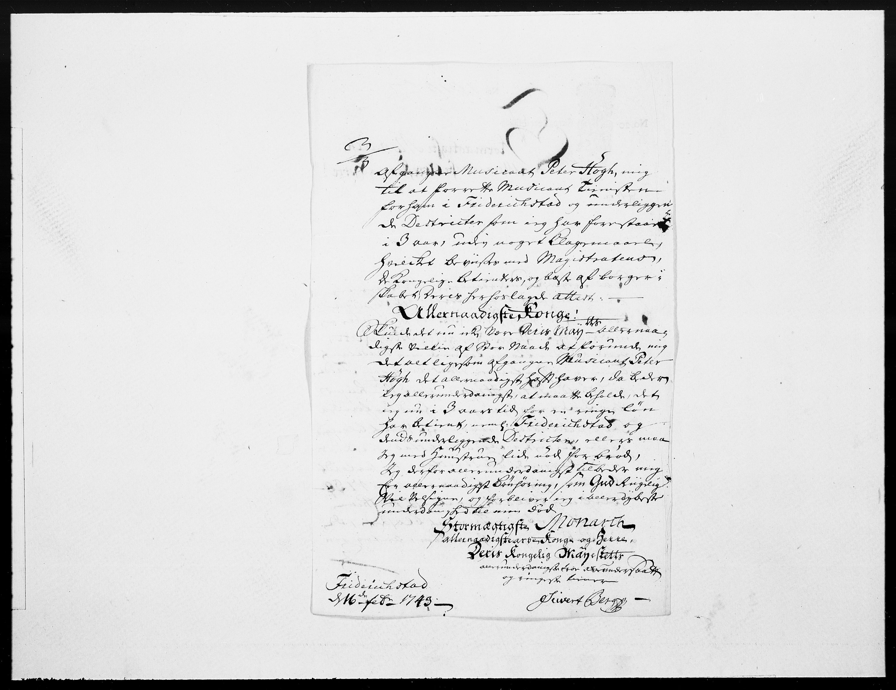 Danske Kanselli 1572-1799, AV/RA-EA-3023/F/Fc/Fcc/Fcca/L0138: Norske innlegg 1572-1799, 1743, p. 5