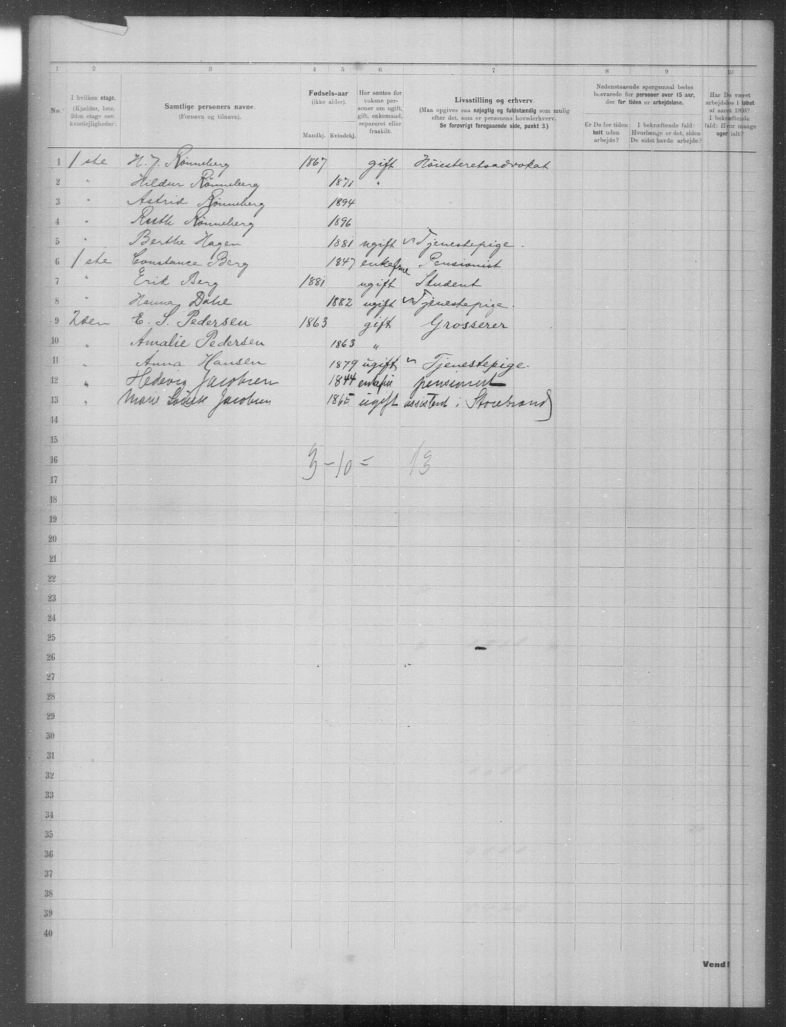 OBA, Municipal Census 1903 for Kristiania, 1903, p. 3831