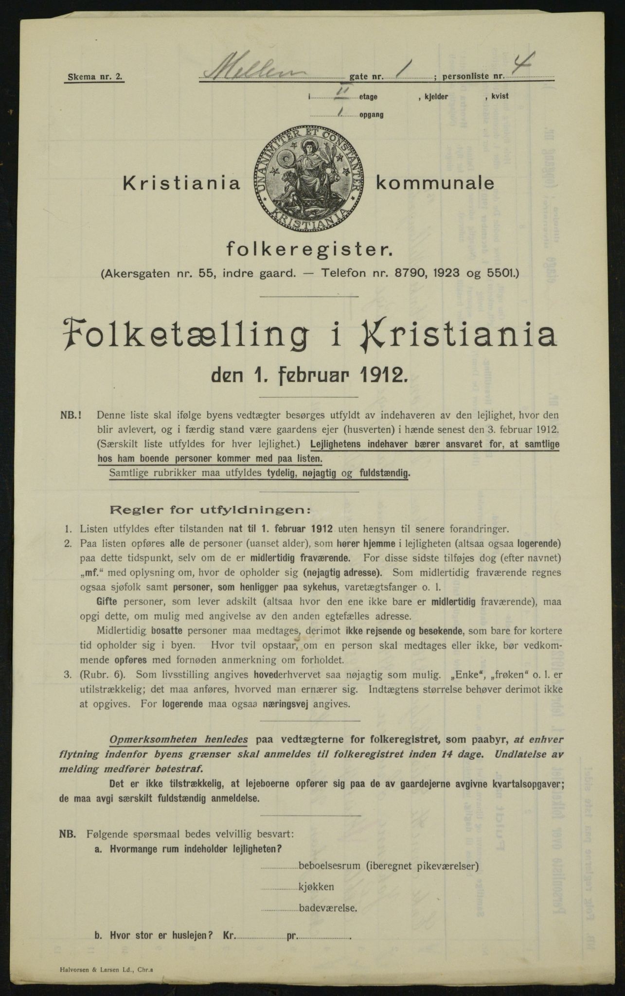 OBA, Municipal Census 1912 for Kristiania, 1912, p. 65545