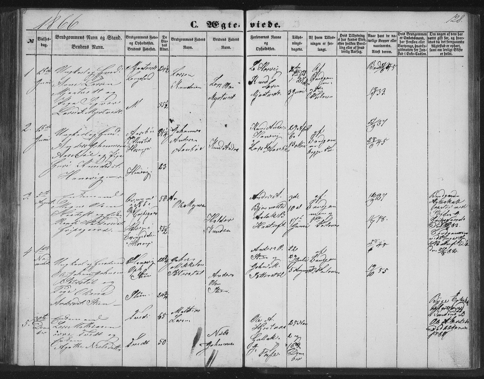 Alversund Sokneprestembete, SAB/A-73901/H/Ha/Hab: Parish register (copy) no. C 1, 1851-1866, p. 128