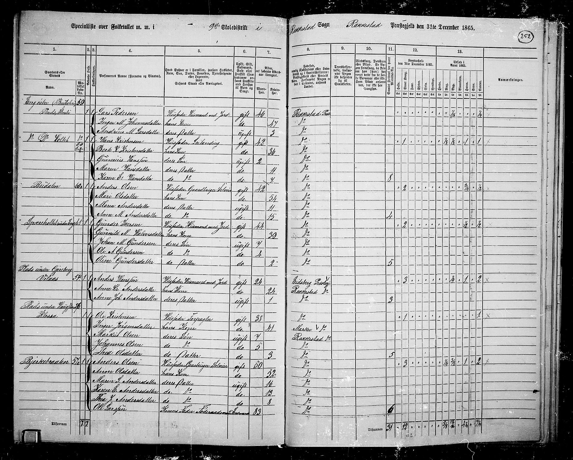 RA, 1865 census for Rakkestad, 1865, p. 241