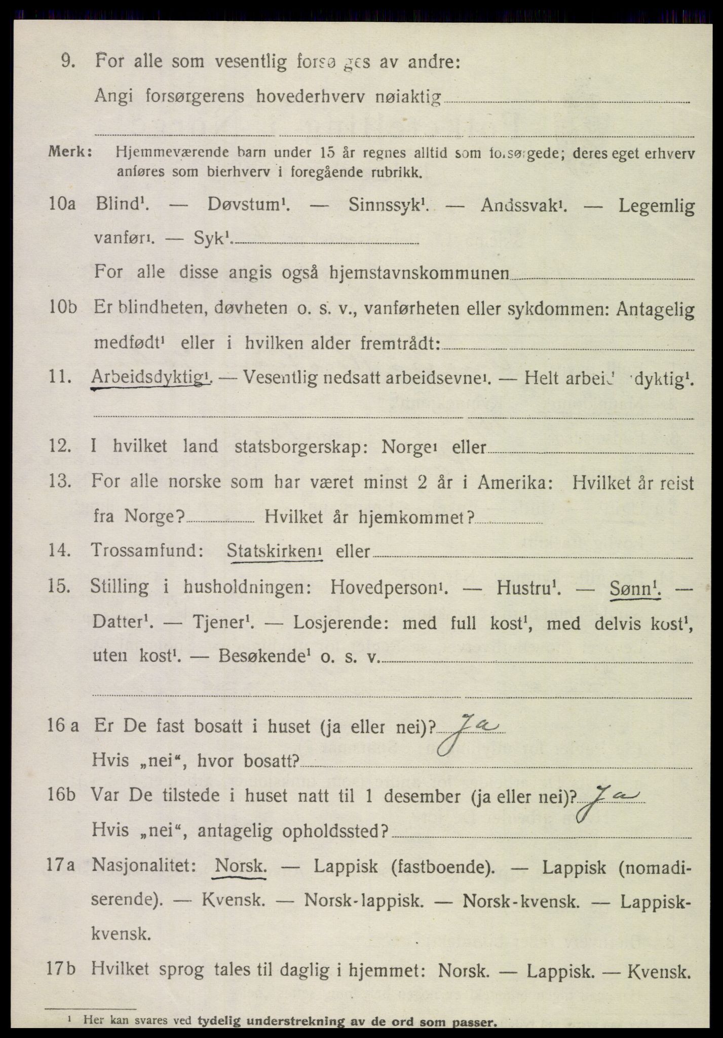 SAT, 1920 census for Korgen, 1920, p. 1495