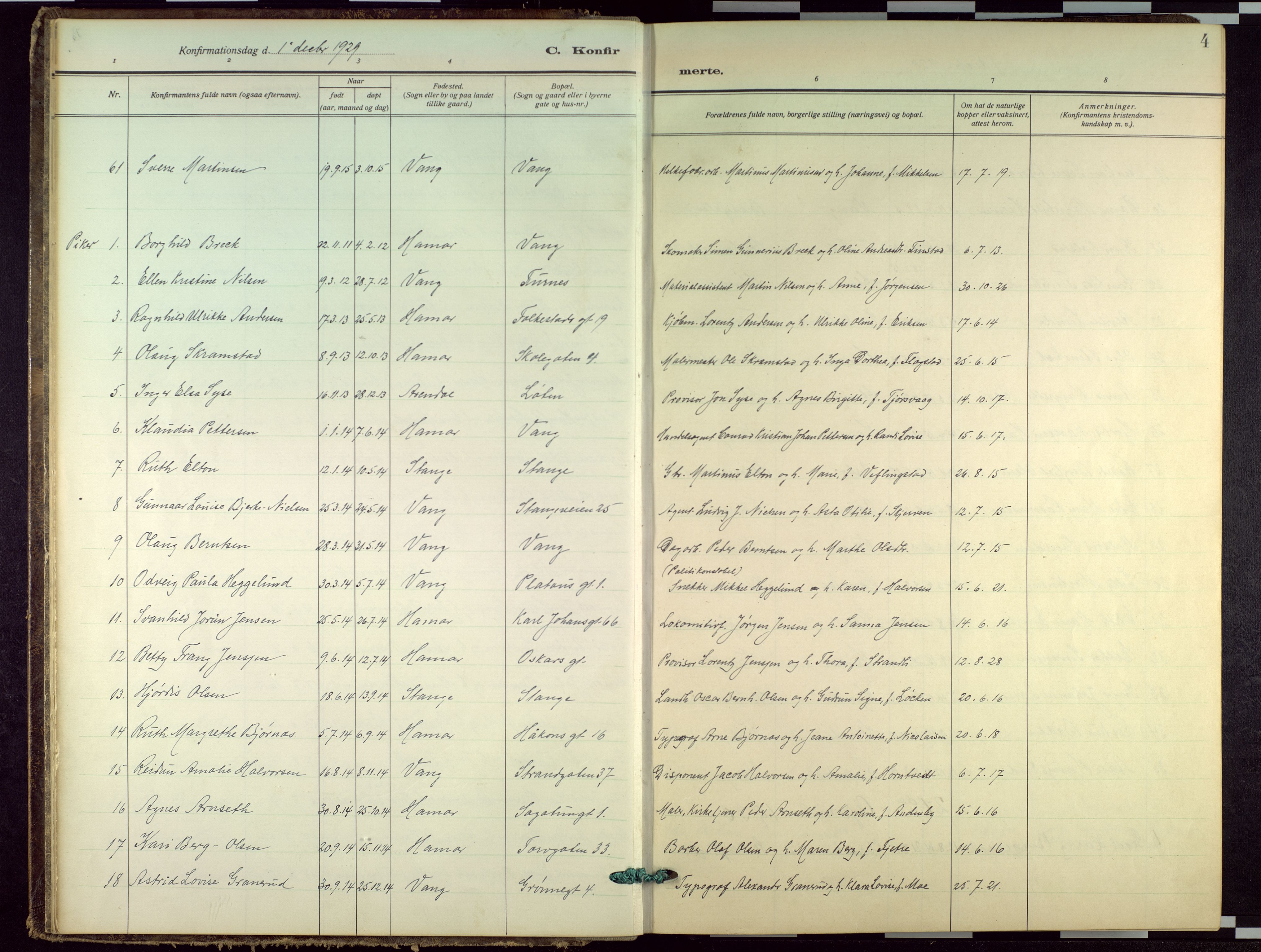 Hamar prestekontor, AV/SAH-DOMPH-002/H/Ha/Haa/L0005: Parish register (official) no. 5, 1929-1958, p. 4