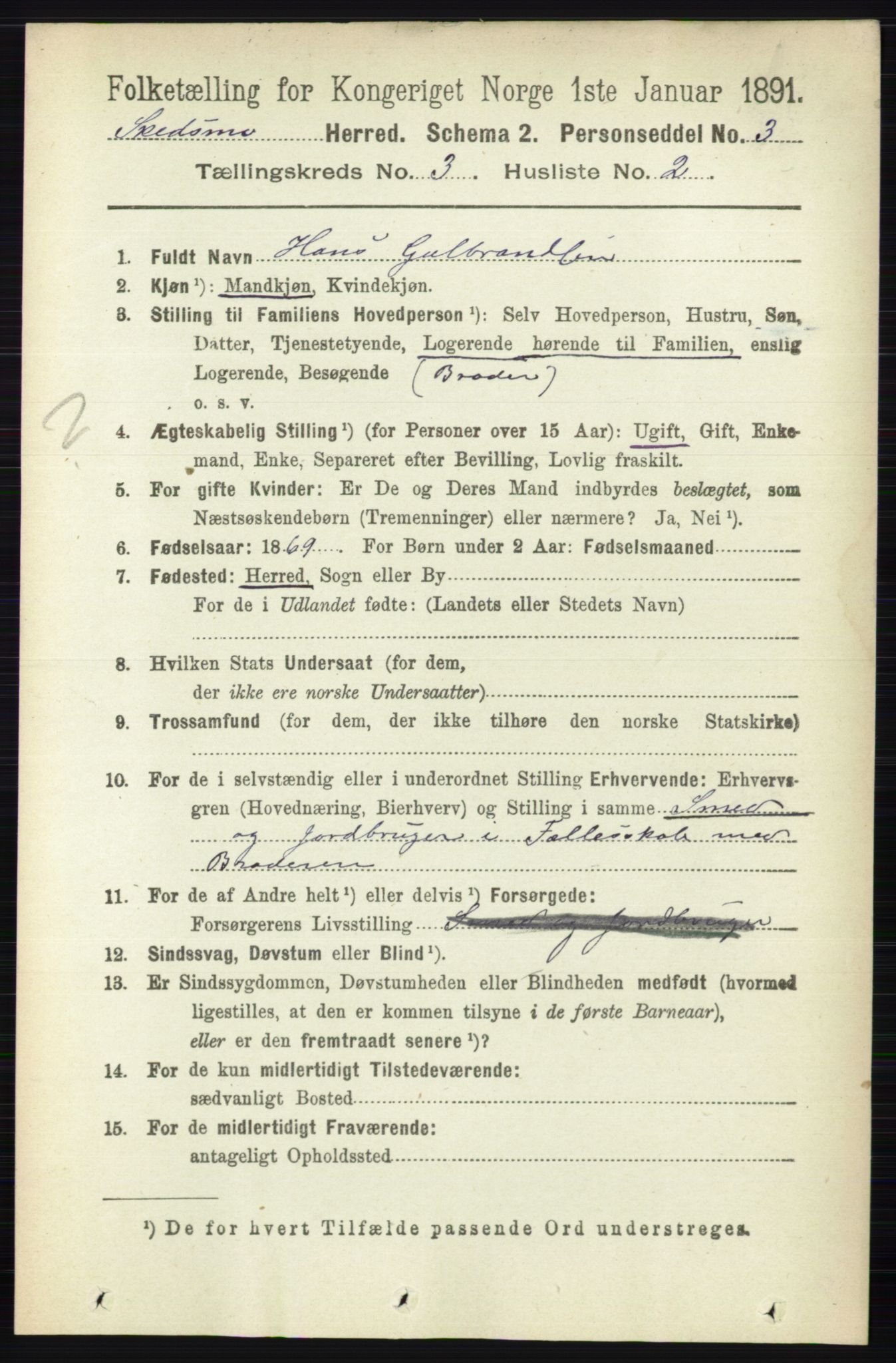 RA, 1891 census for 0231 Skedsmo, 1891, p. 1314