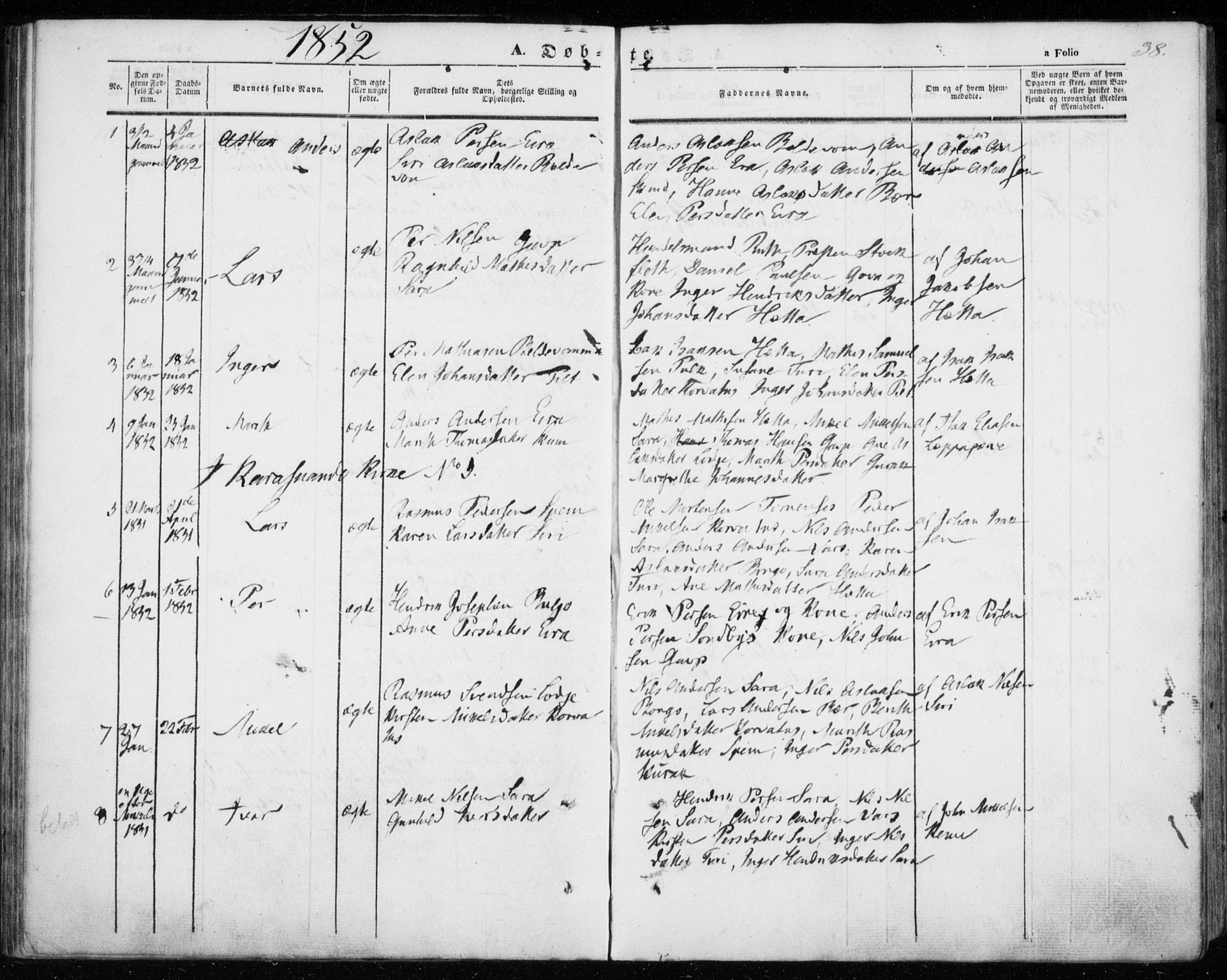 Kautokeino sokneprestembete, SATØ/S-1340/H/Ha/L0002.kirke: Parish register (official) no. 2, 1843-1861, p. 38