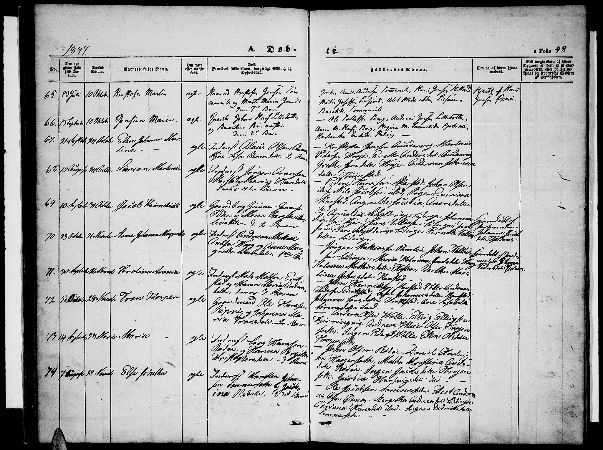 Ministerialprotokoller, klokkerbøker og fødselsregistre - Nordland, AV/SAT-A-1459/872/L1045: Parish register (copy) no. 872C01, 1840-1851, p. 48