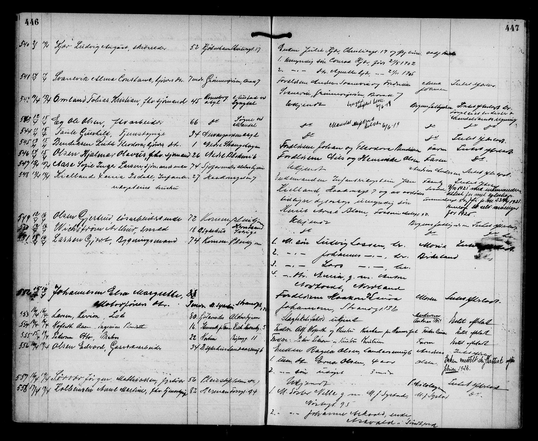 Byfogd og Byskriver i Bergen, AV/SAB-A-3401/06/06Na/L0012: Dødsfallsjournaler, 1918-1919, p. 446-447