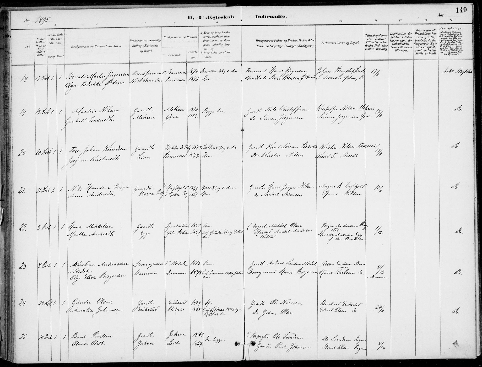 Lier kirkebøker, SAKO/A-230/F/Fa/L0016: Parish register (official) no. I 16, 1895-1900, p. 149