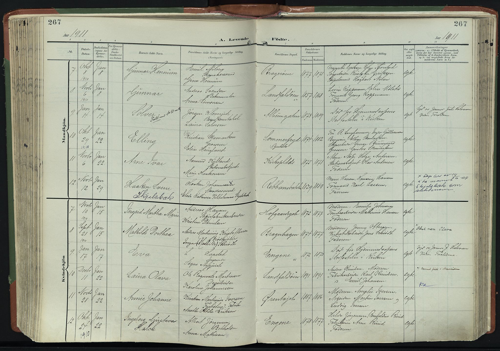 Bragernes kirkebøker, AV/SAKO-A-6/F/Fb/L0009: Parish register (official) no. II 9, 1902-1911, p. 267