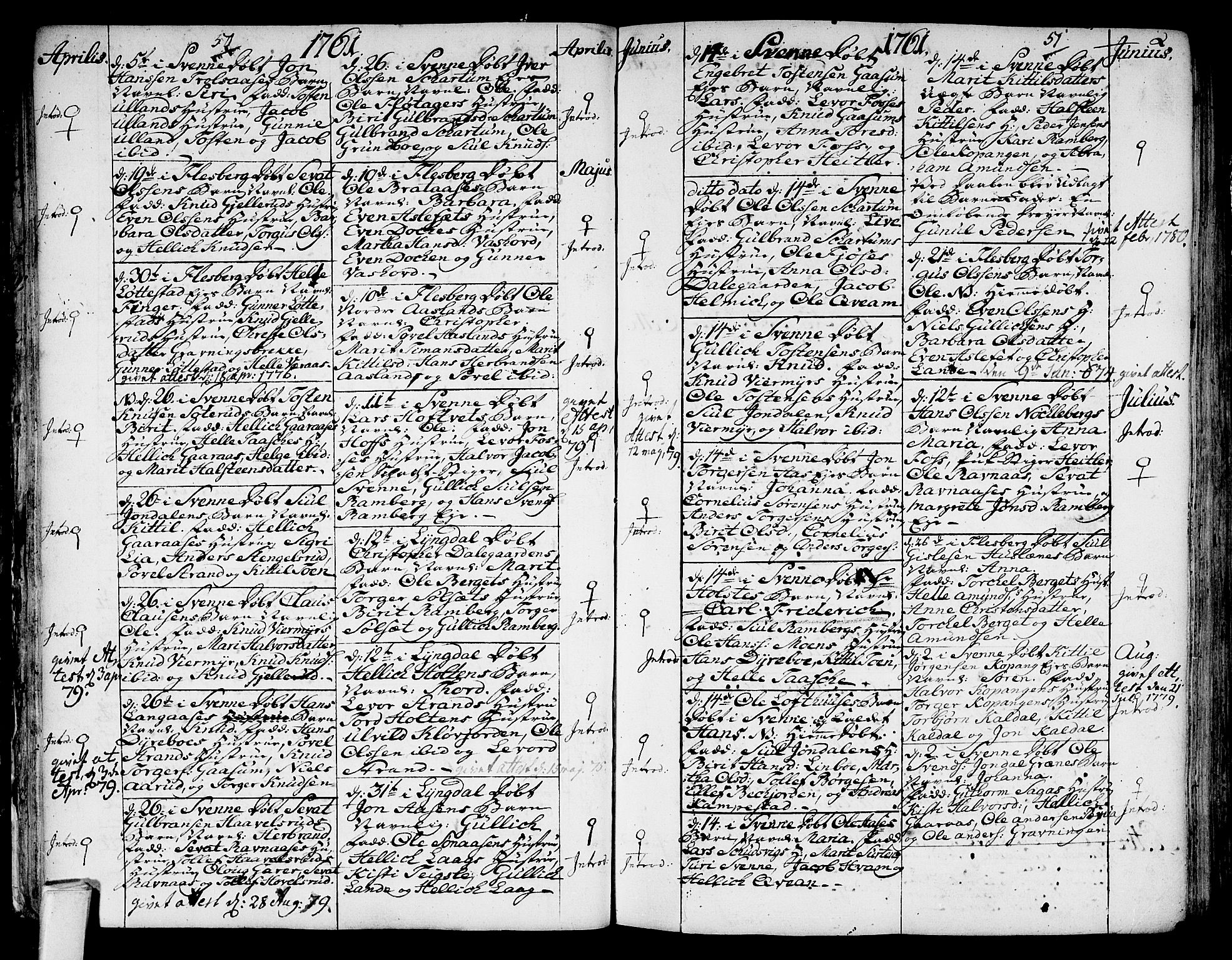 Flesberg kirkebøker, AV/SAKO-A-18/F/Fa/L0003: Parish register (official) no. I 3, 1748-1790, p. 50-51