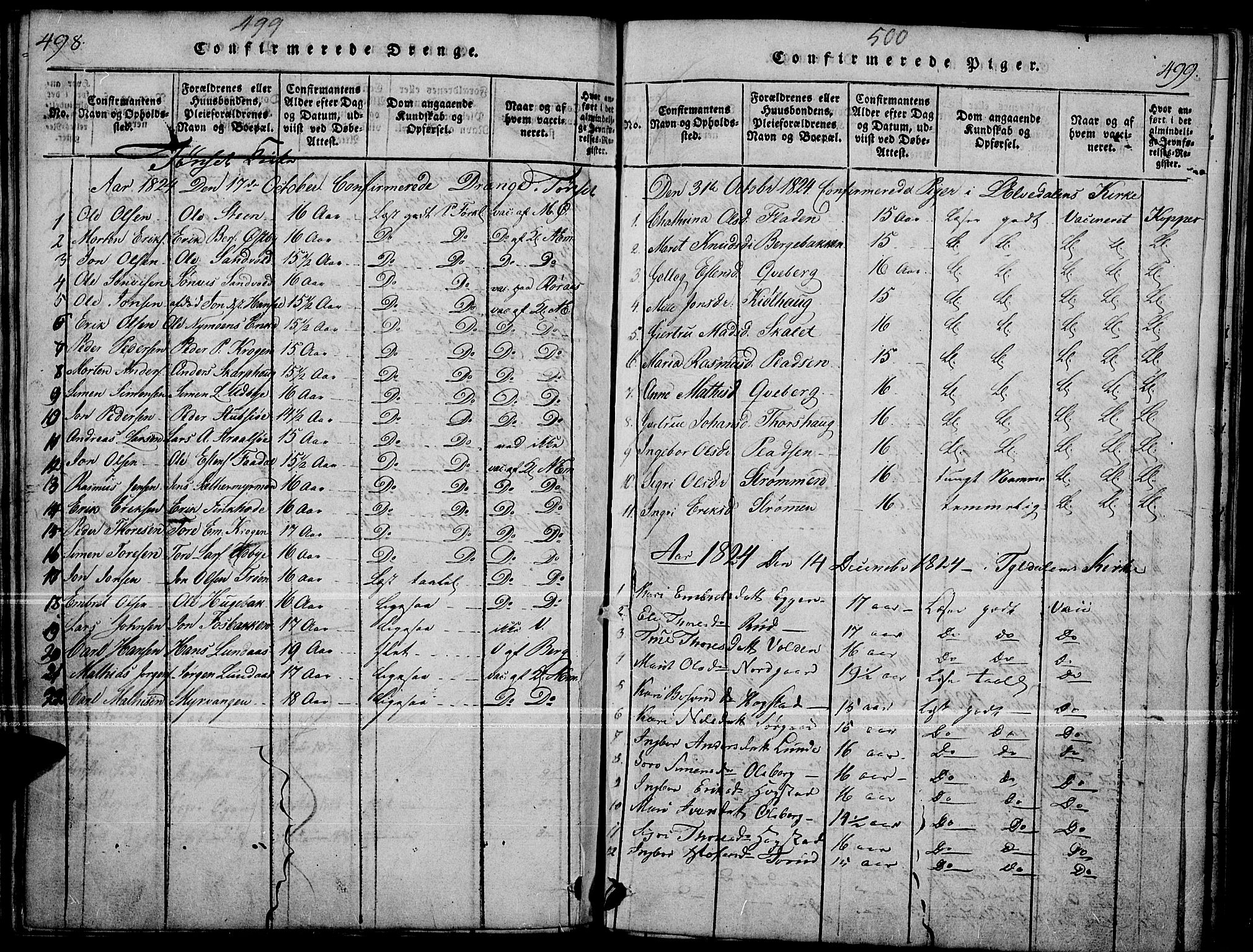 Tynset prestekontor, SAH/PREST-058/H/Ha/Haa/L0018: Parish register (official) no. 18, 1815-1829, p. 498-499