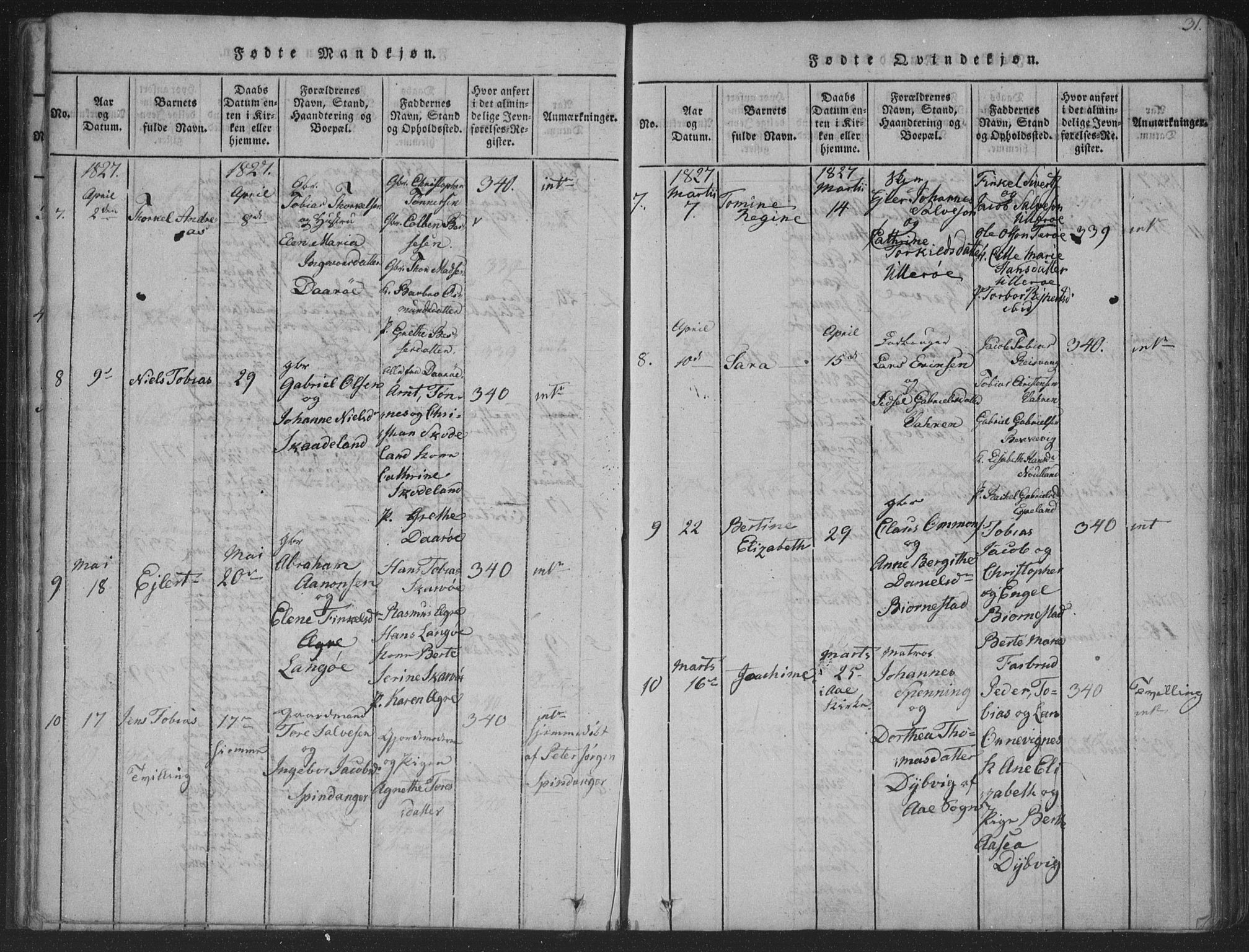 Herad sokneprestkontor, SAK/1111-0018/F/Fa/Fab/L0002: Parish register (official) no. A 2, 1816-1844, p. 31