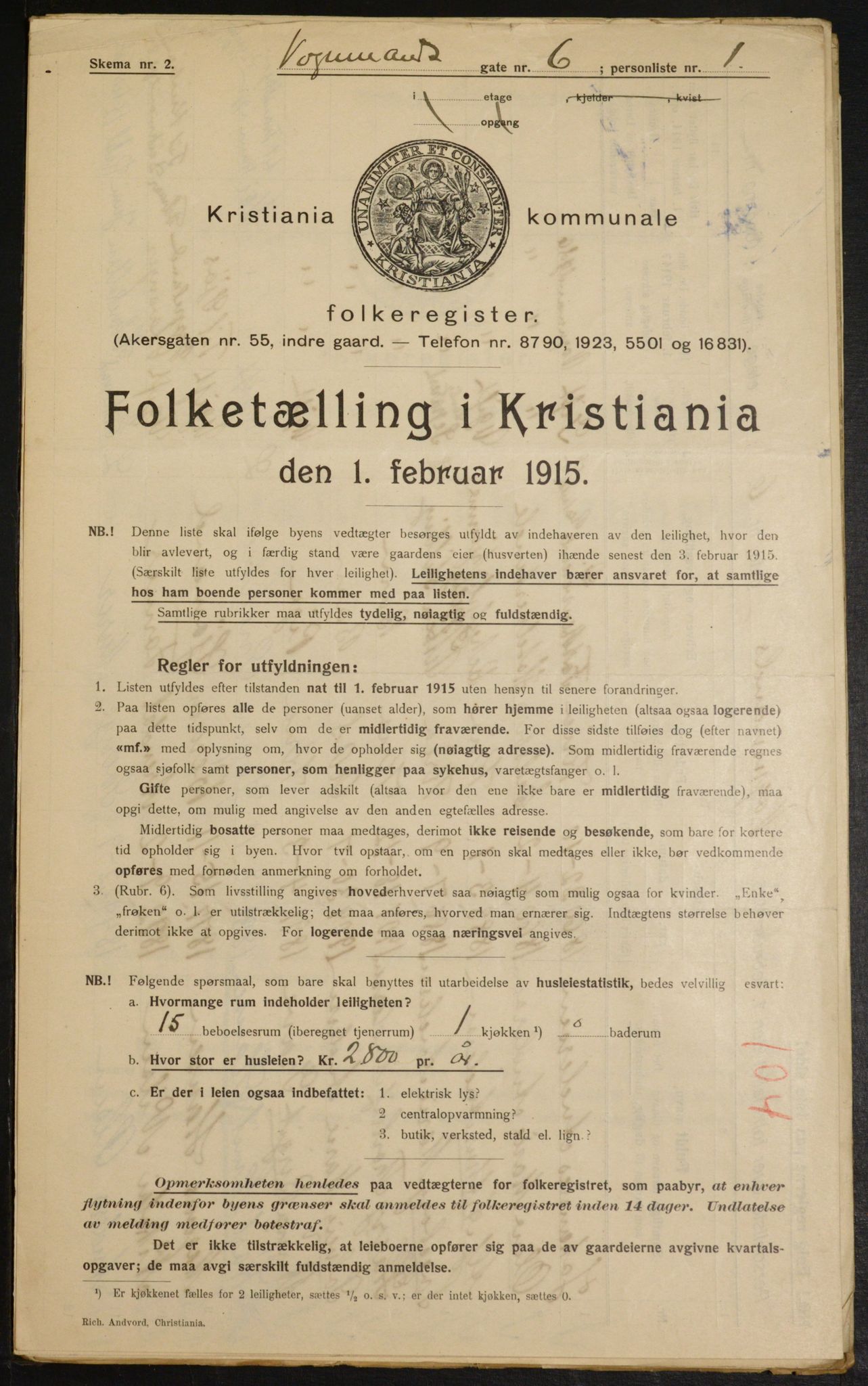 OBA, Municipal Census 1915 for Kristiania, 1915, p. 124701