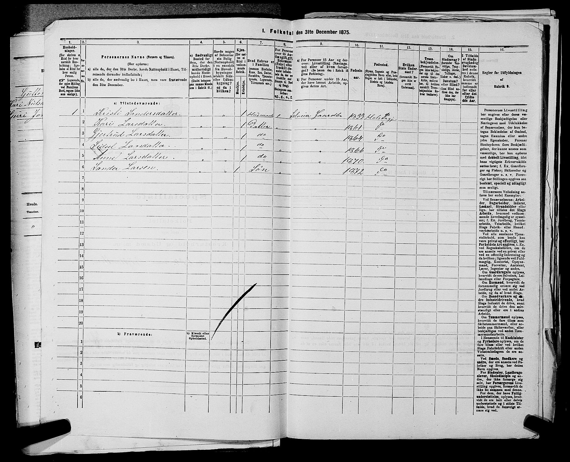 SAKO, 1875 census for 0620P Hol, 1875, p. 703