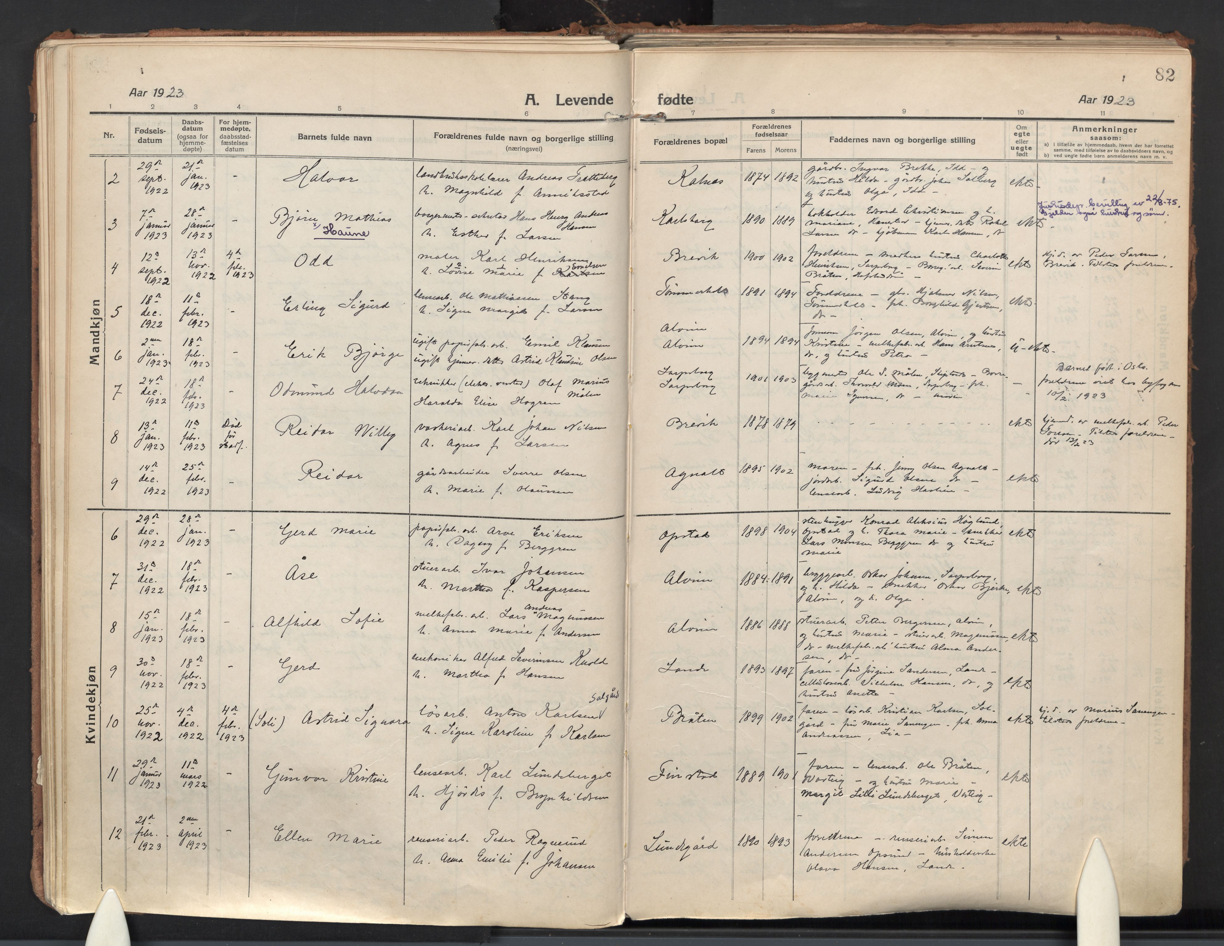 Tune prestekontor Kirkebøker, AV/SAO-A-2007/F/Fa/L0022: Parish register (official) no. 22, 1917-1925, p. 82