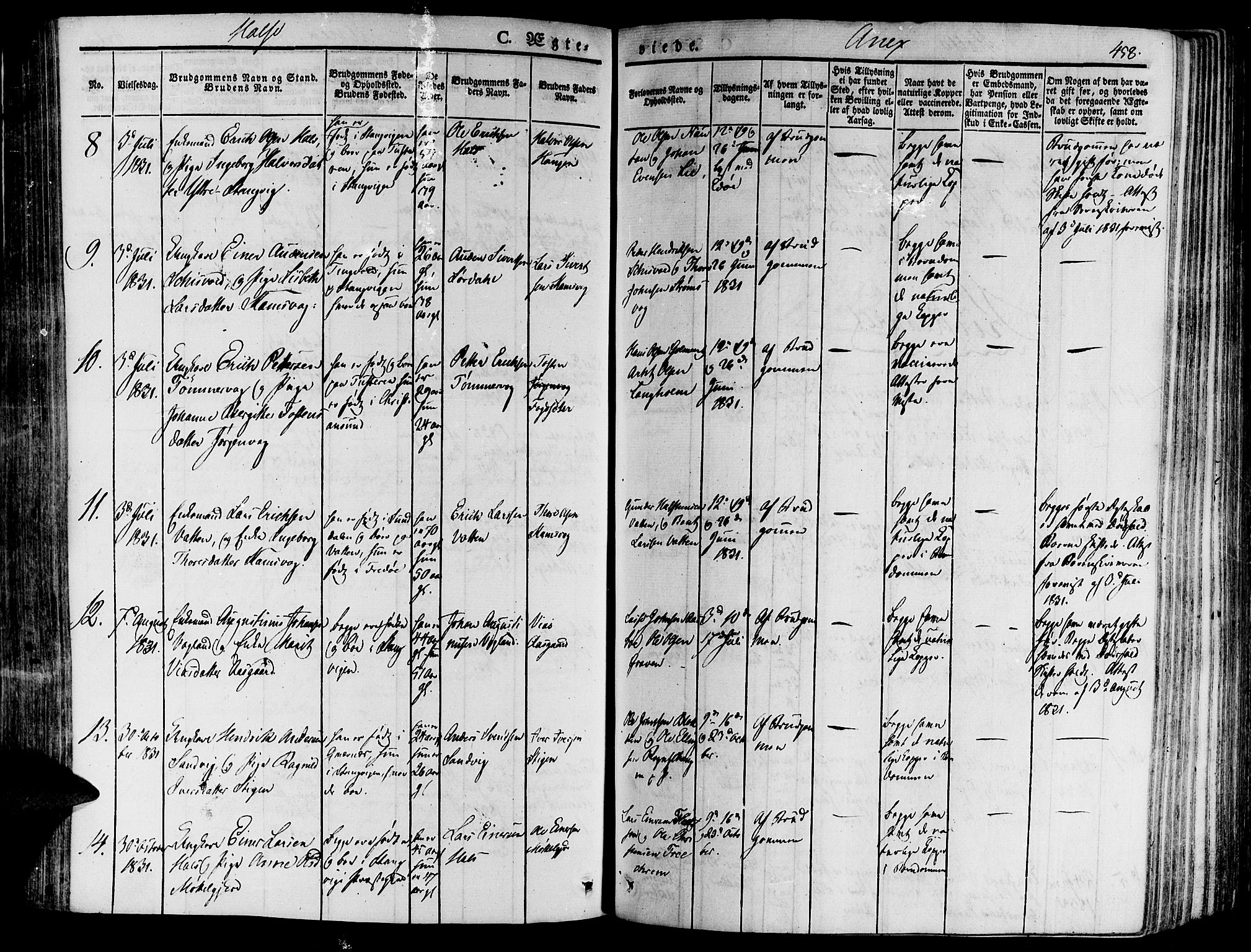 Ministerialprotokoller, klokkerbøker og fødselsregistre - Møre og Romsdal, SAT/A-1454/592/L1025: Parish register (official) no. 592A03 /2, 1831-1849, p. 458
