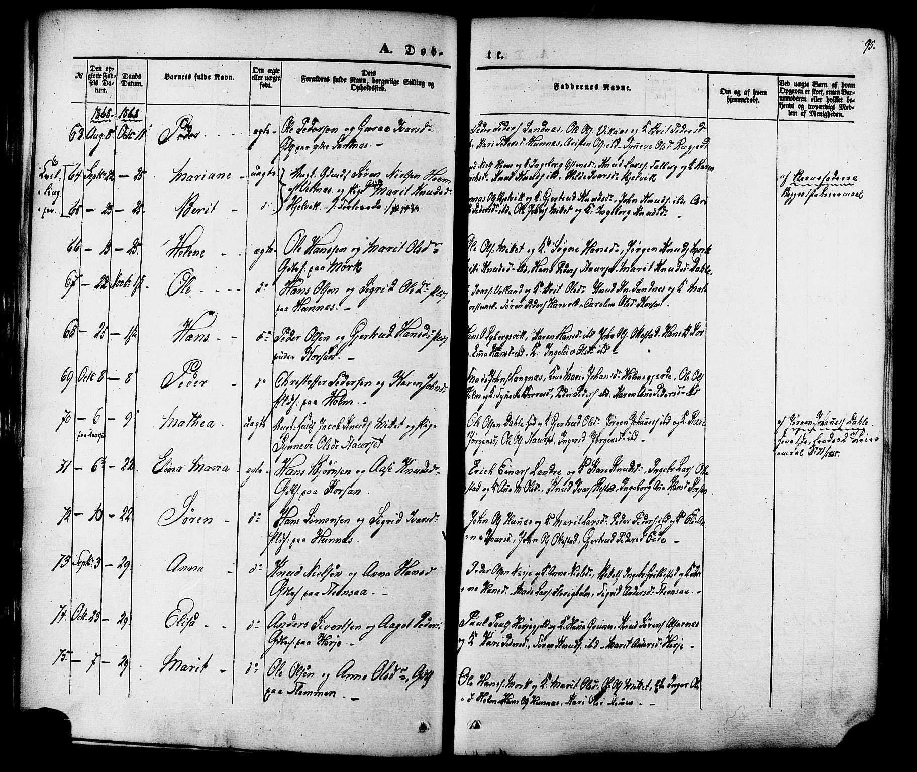 Ministerialprotokoller, klokkerbøker og fødselsregistre - Møre og Romsdal, AV/SAT-A-1454/547/L0603: Parish register (official) no. 547A05, 1846-1877, p. 95