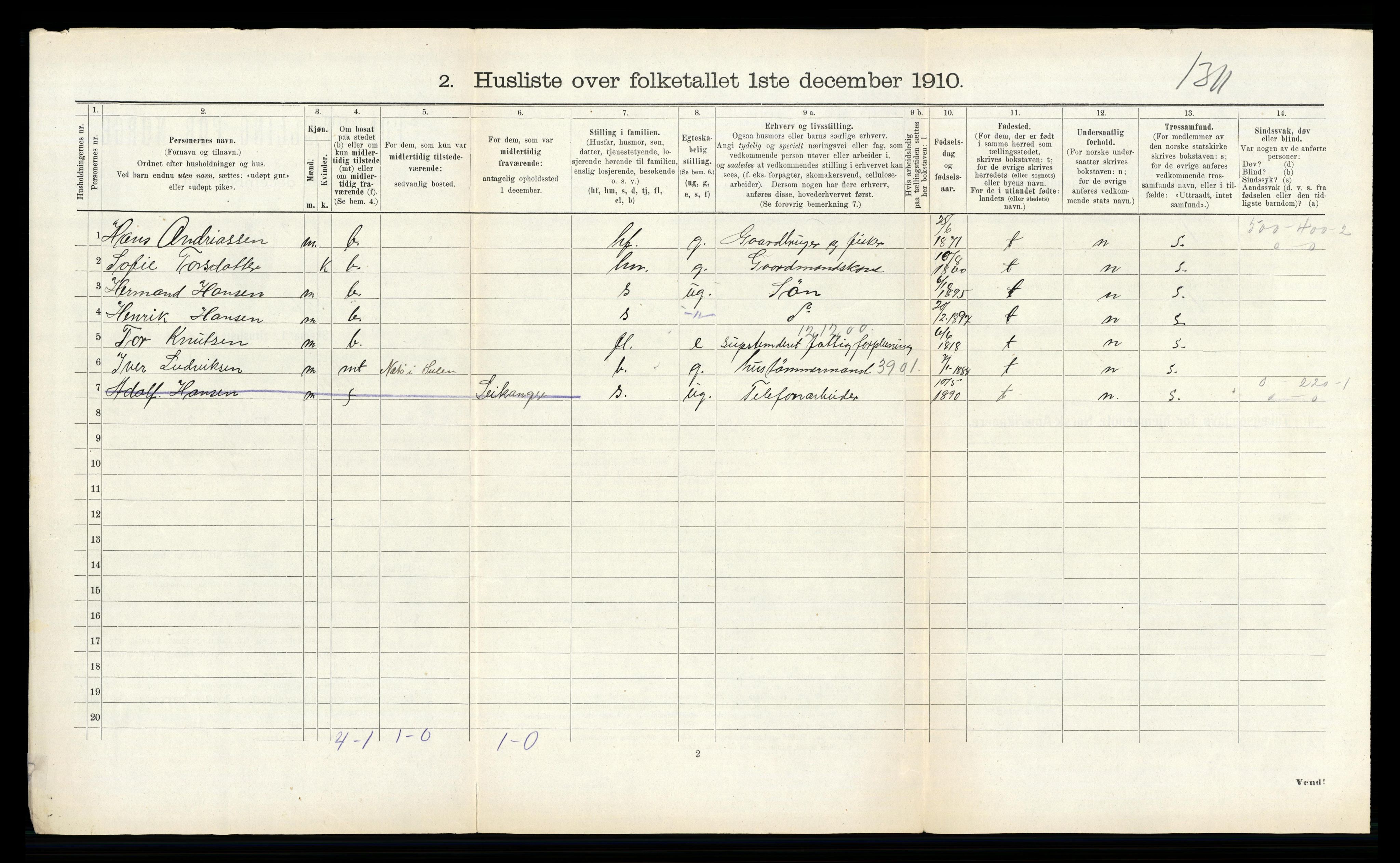 RA, 1910 census for Solund, 1910, p. 118