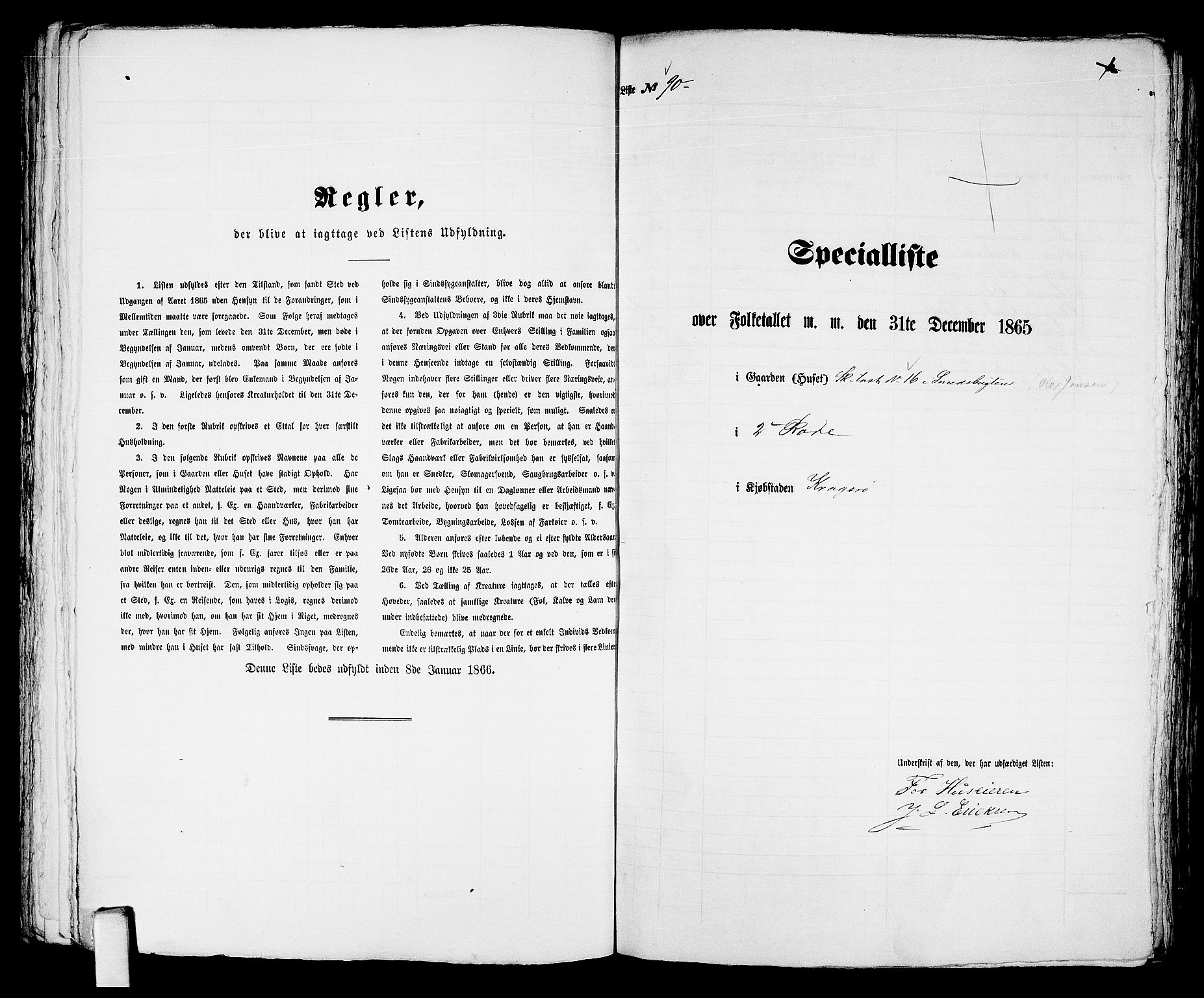 RA, 1865 census for Kragerø/Kragerø, 1865, p. 189