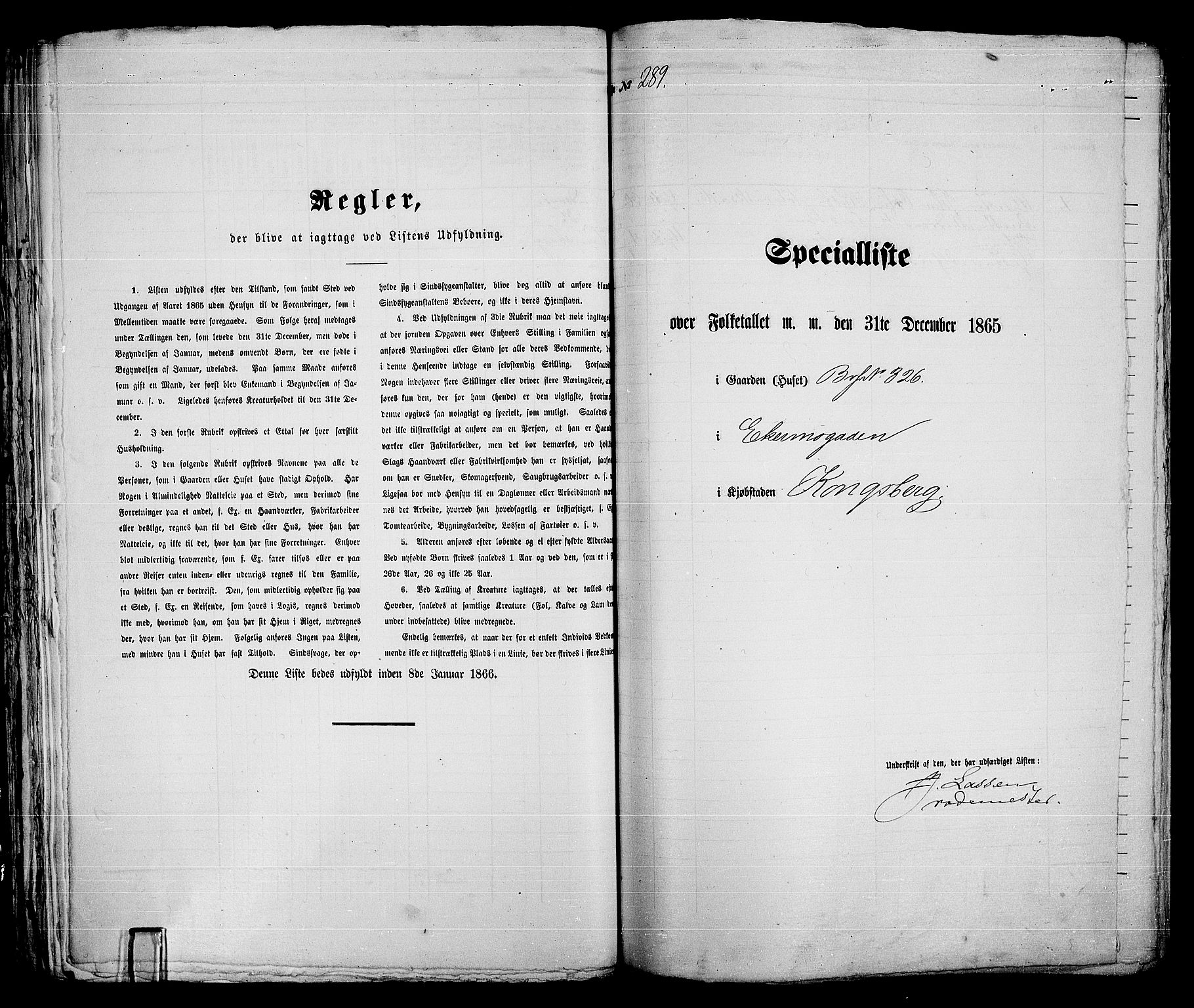 RA, 1865 census for Kongsberg/Kongsberg, 1865, p. 597