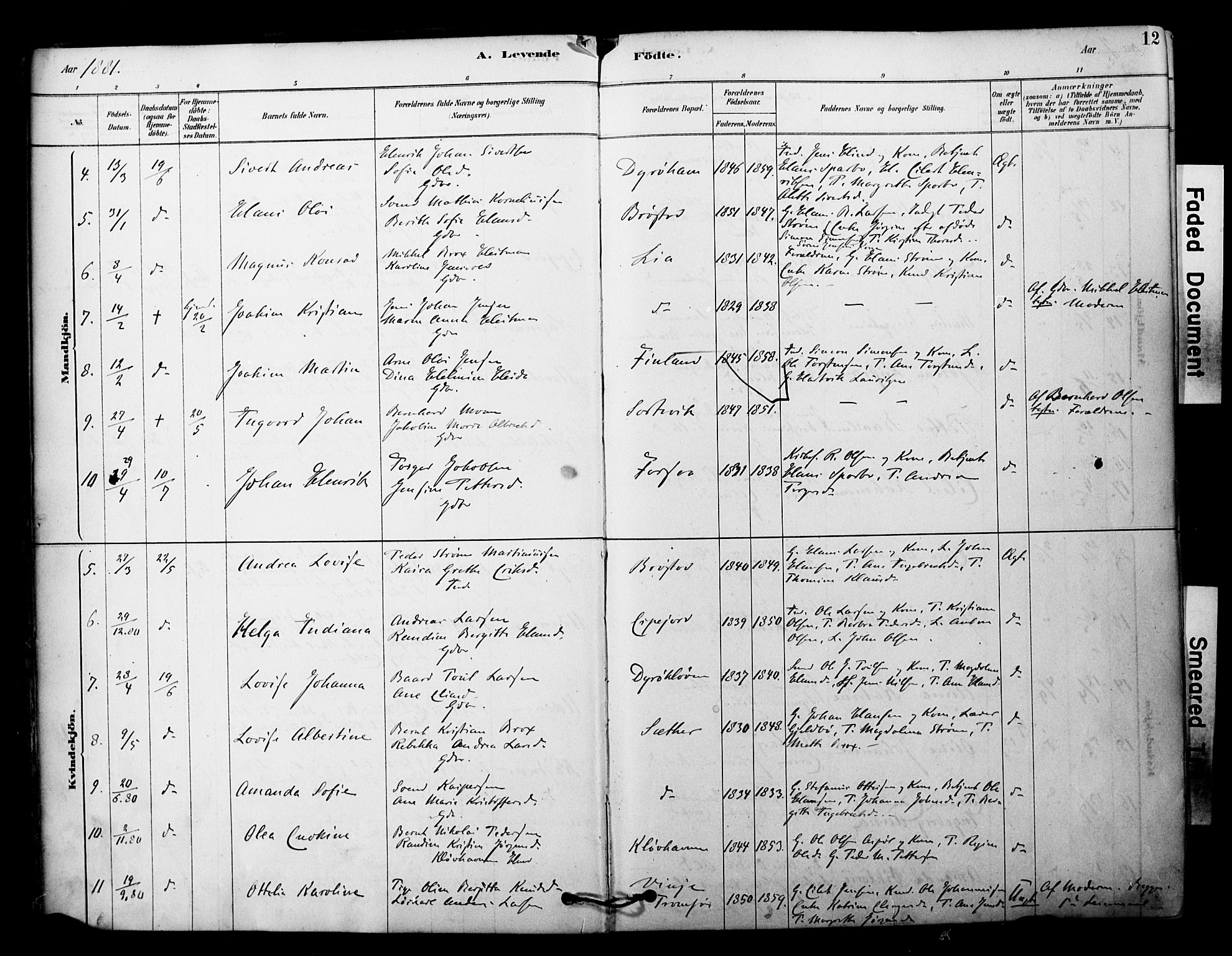 Tranøy sokneprestkontor, AV/SATØ-S-1313/I/Ia/Iaa/L0011kirke: Parish register (official) no. 11, 1878-1904, p. 12