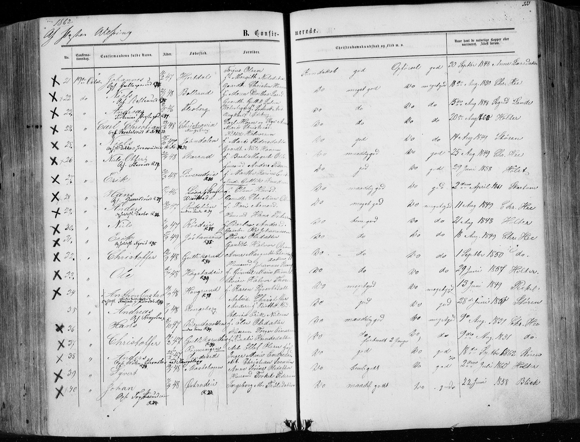 Eiker kirkebøker, AV/SAKO-A-4/F/Fa/L0016: Parish register (official) no. I 16, 1860-1868, p. 333