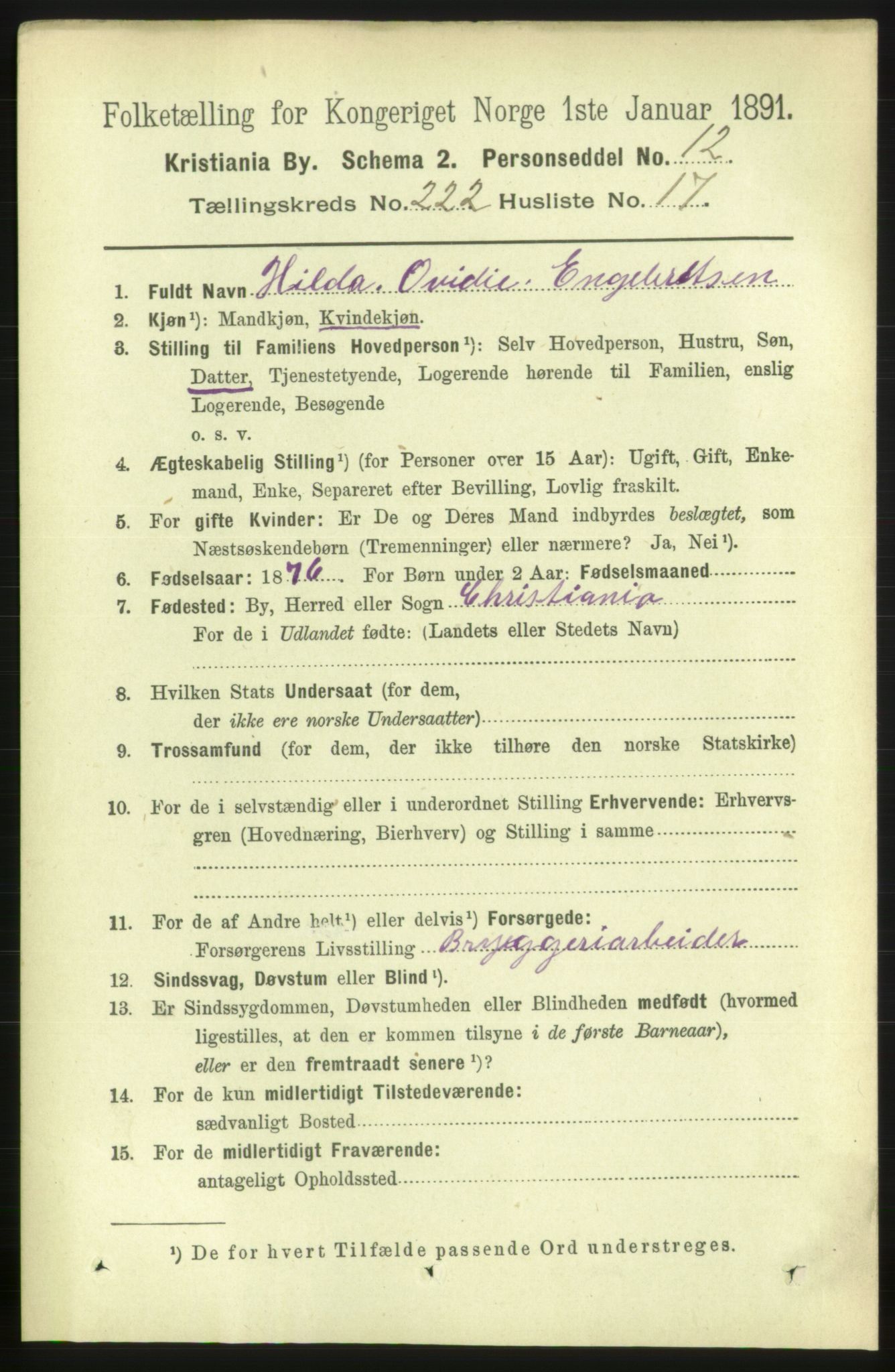 RA, 1891 census for 0301 Kristiania, 1891, p. 133724