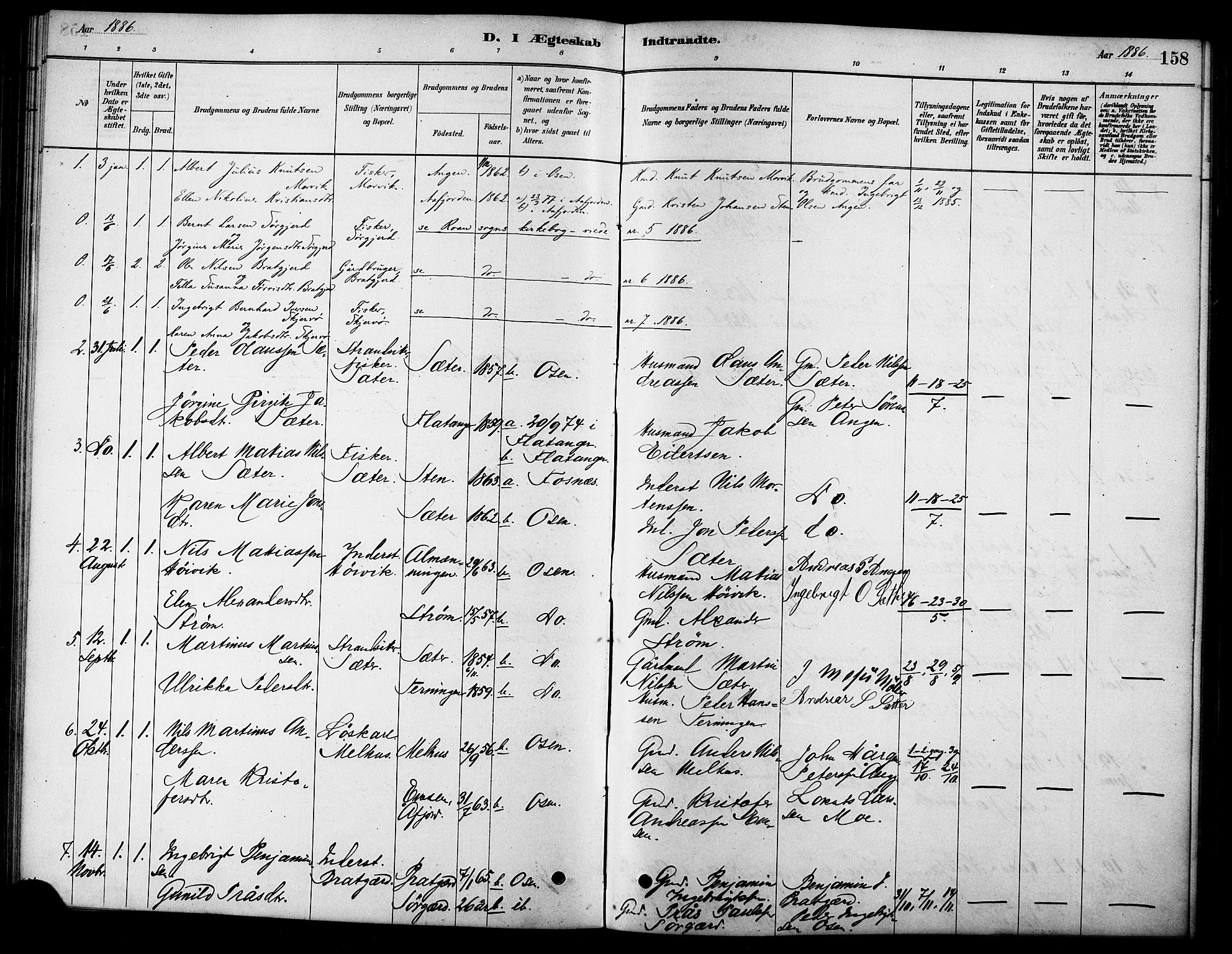 Ministerialprotokoller, klokkerbøker og fødselsregistre - Sør-Trøndelag, SAT/A-1456/658/L0722: Parish register (official) no. 658A01, 1879-1896, p. 158