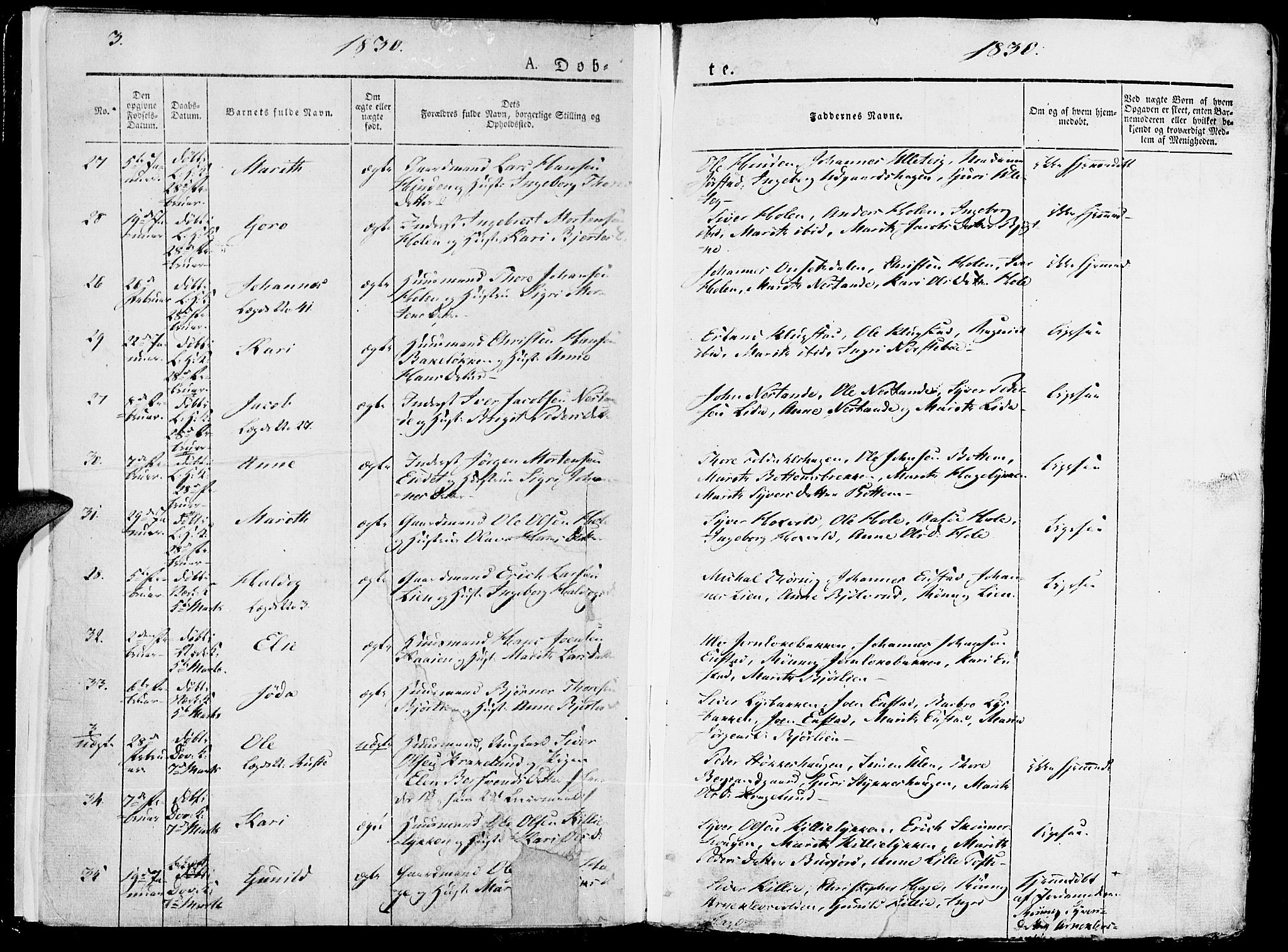 Lesja prestekontor, SAH/PREST-068/H/Ha/Haa/L0005: Parish register (official) no. 5, 1830-1842, p. 3