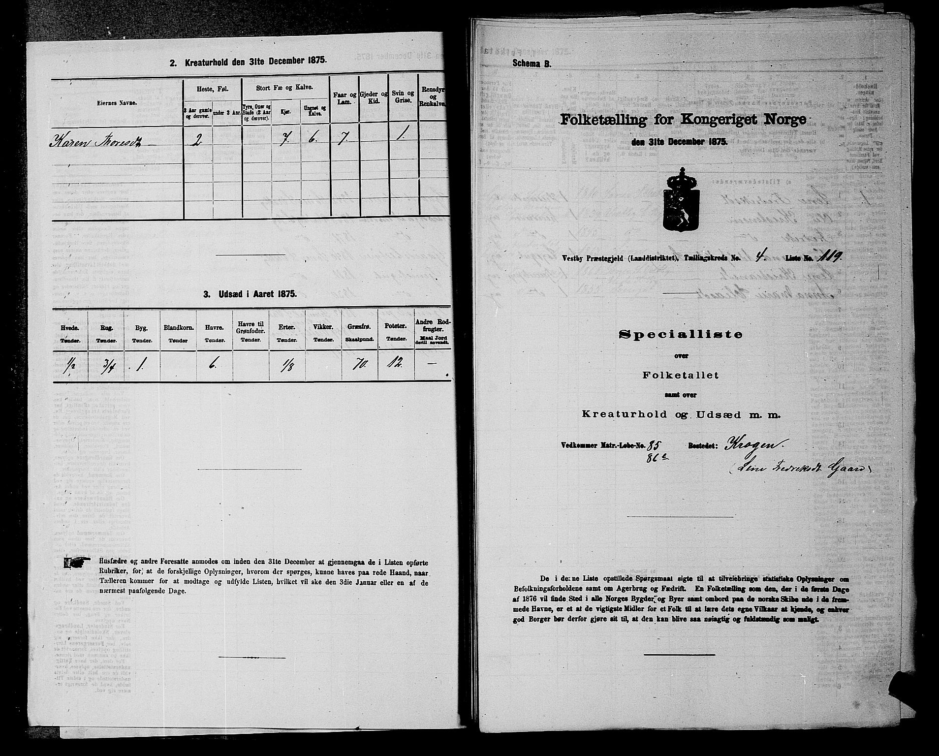 RA, 1875 census for 0211L Vestby/Vestby, Garder og Såner, 1875, p. 440