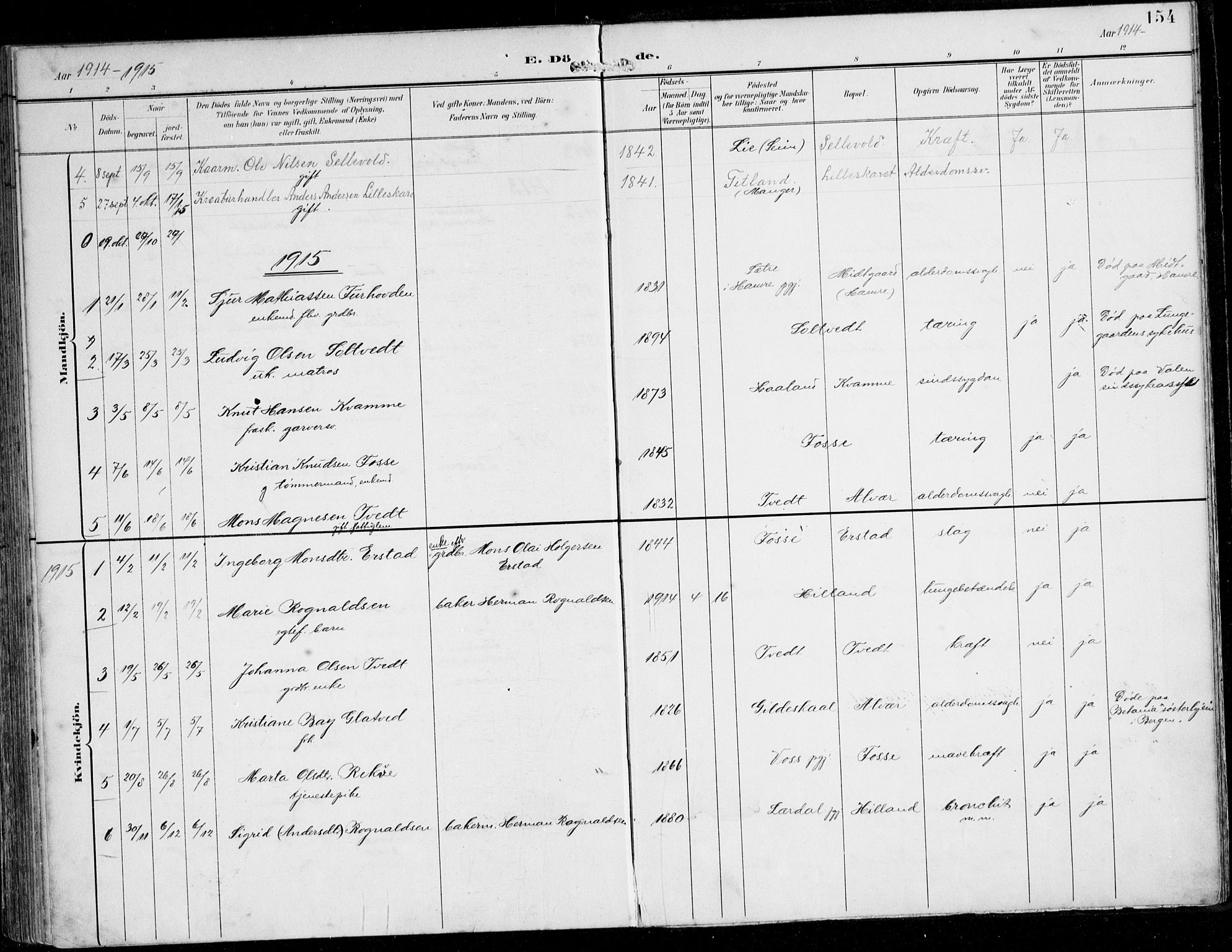Alversund Sokneprestembete, SAB/A-73901/H/Ha/Haa/Haaa/L0003: Parish register (official) no. A 3, 1897-1926, p. 154