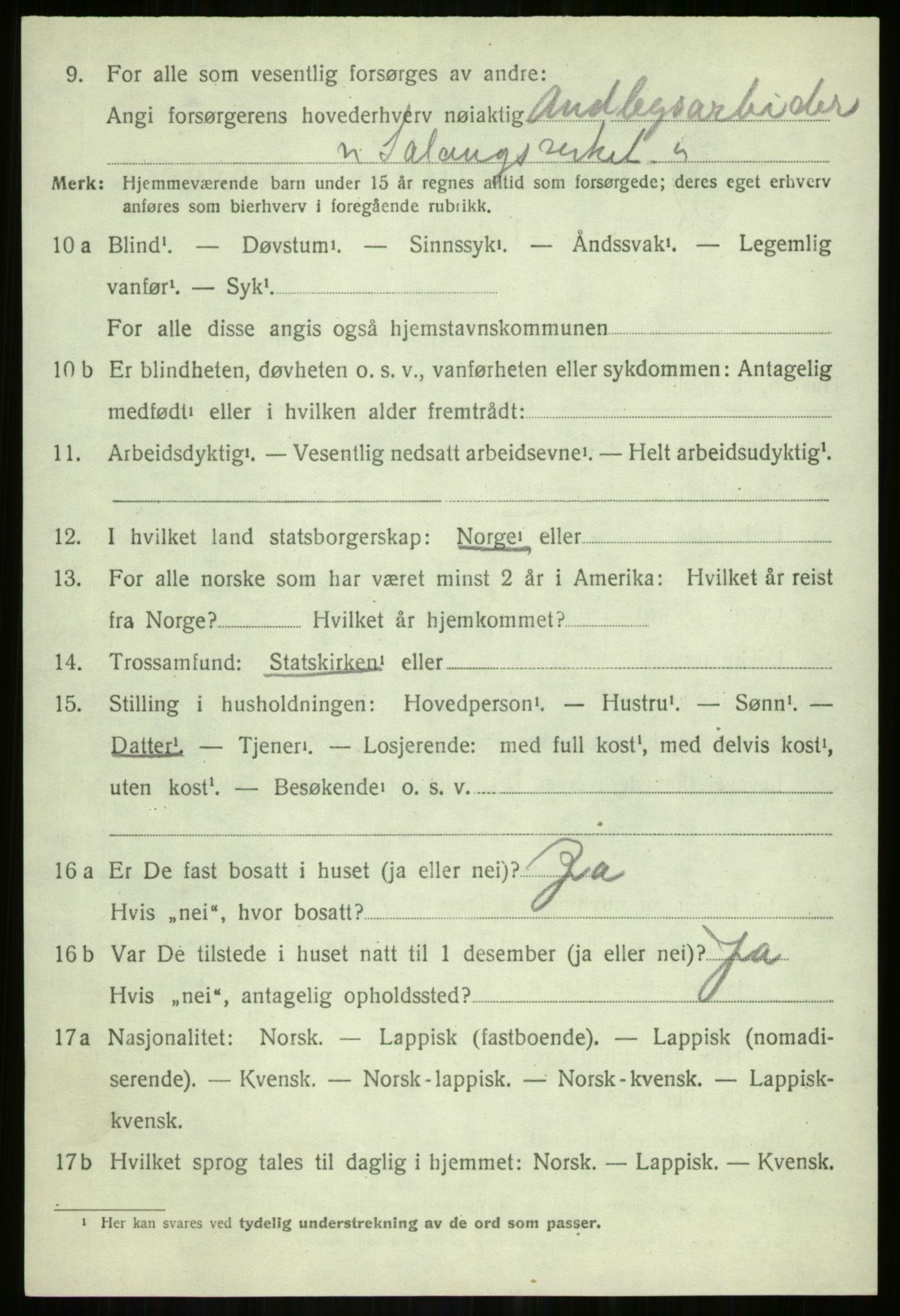 SATØ, 1920 census for Salangen, 1920, p. 6535